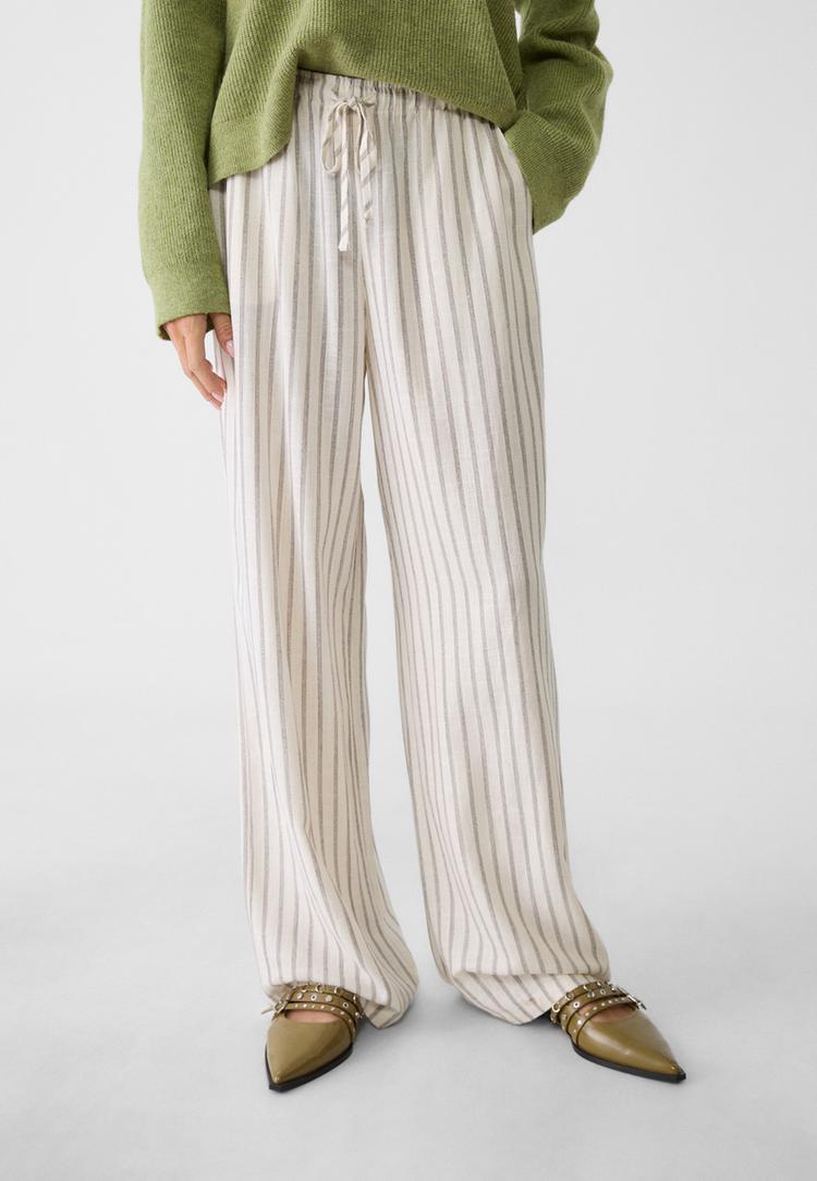pantalon fluido con lino print