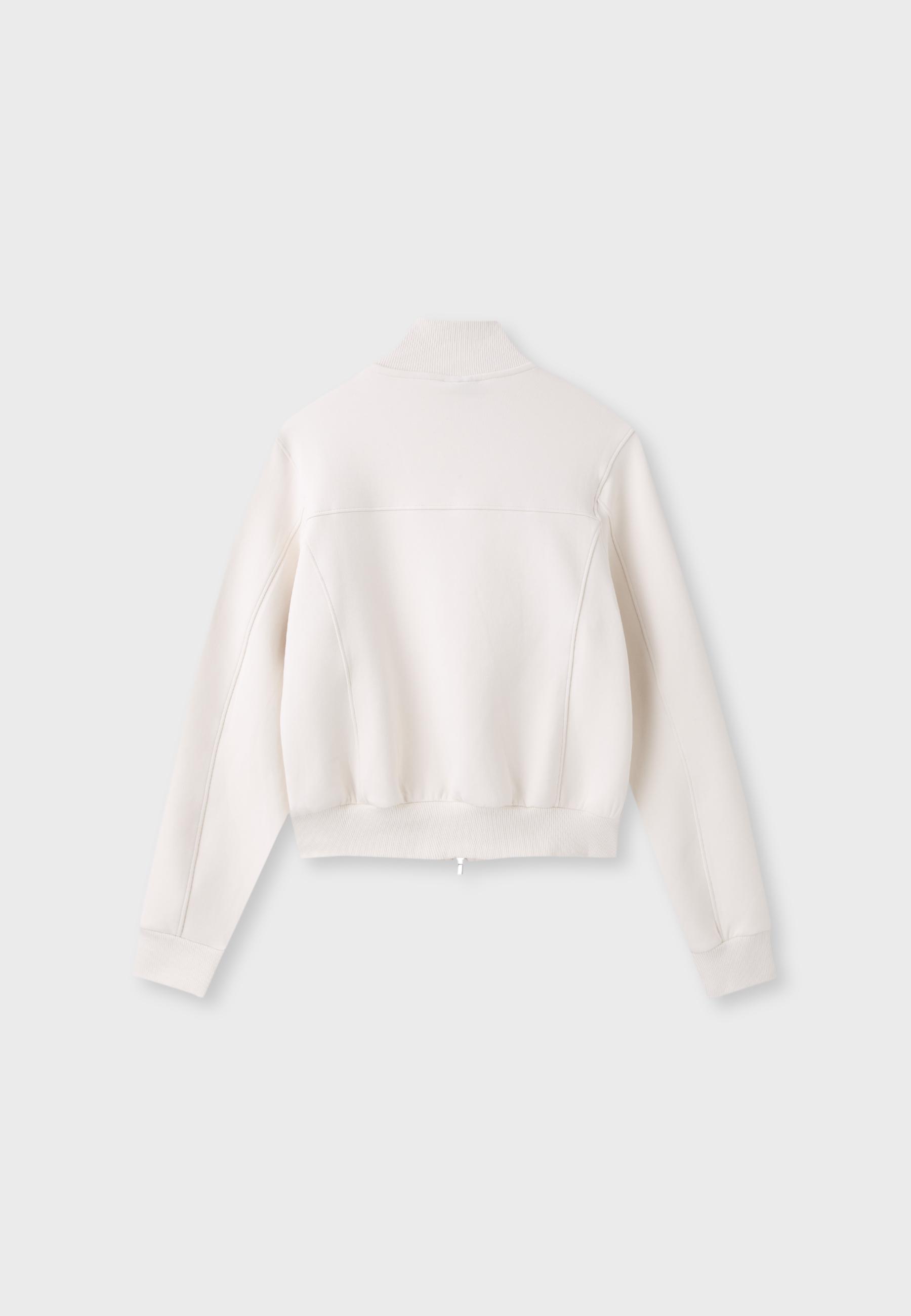 B09 Cropped High-Neck Zip-Up Sweatshirt — Vanilla