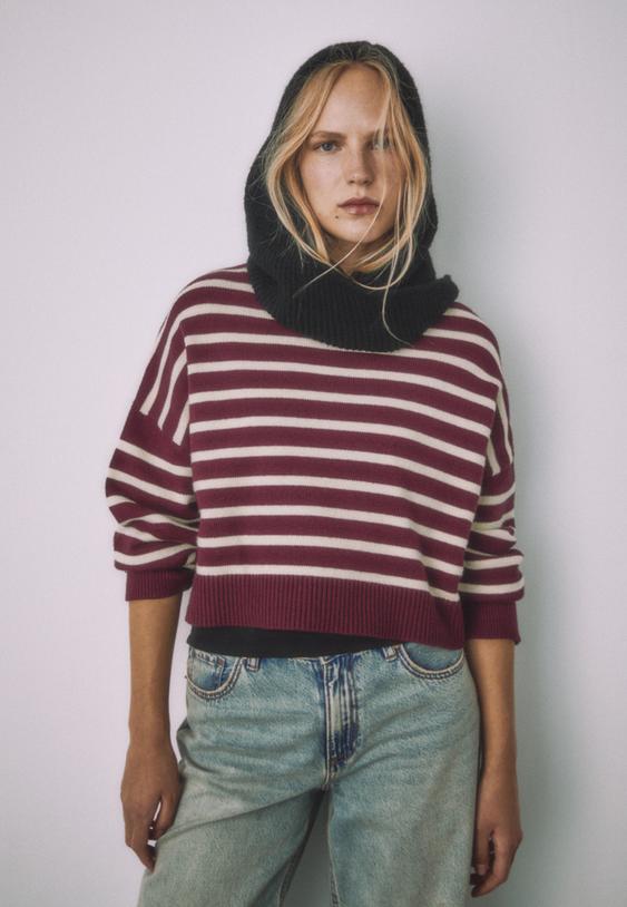 jersey punto crop rayas