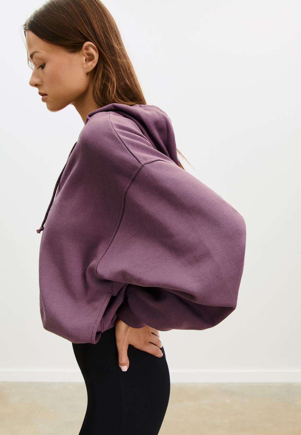 Puff sleeve hooded sweatshirt
