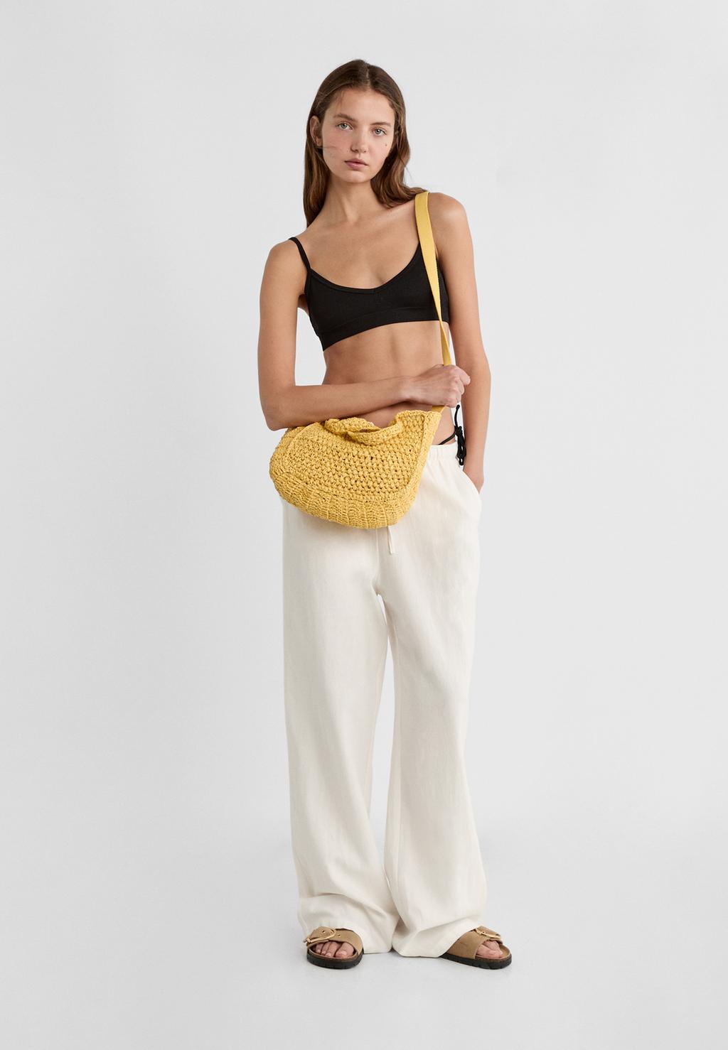 Bandoulière fourre-tout style raphia