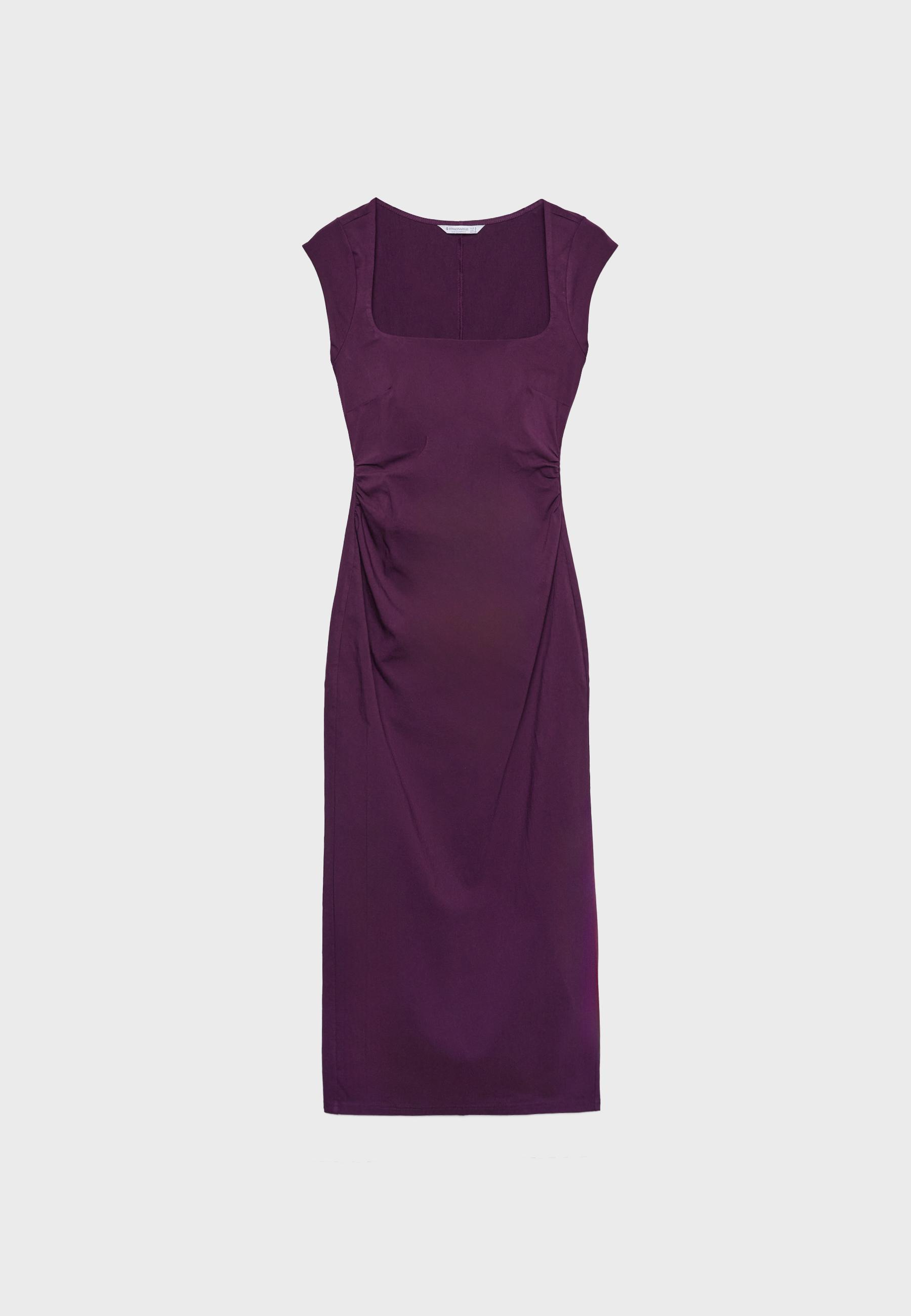 Gathered midi dress — Purple