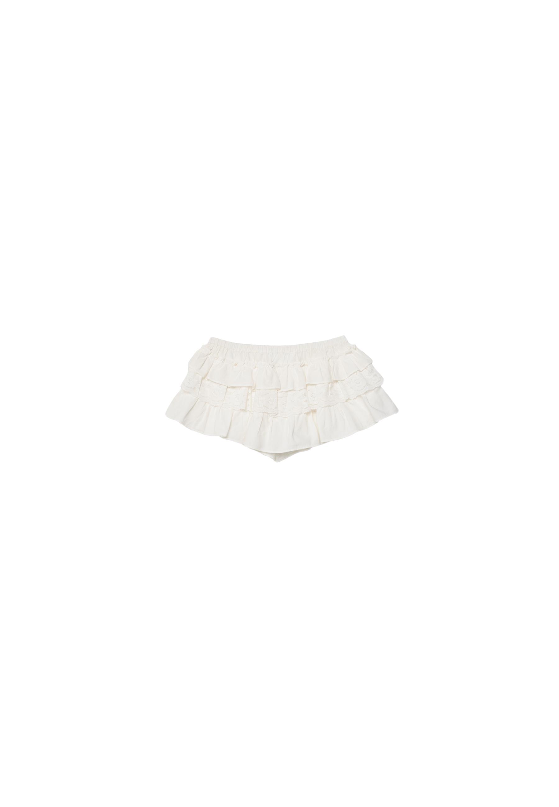 Ruffled mini shorts — White
