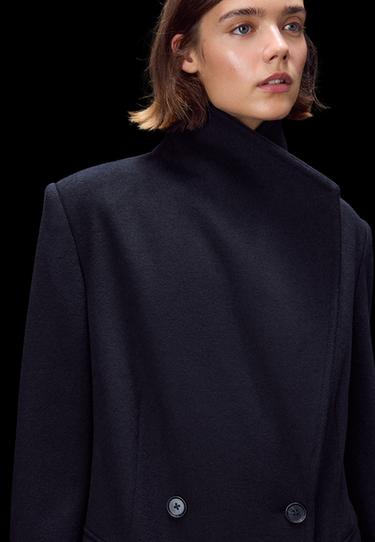 Long wool-blend coat — Navy blue 7