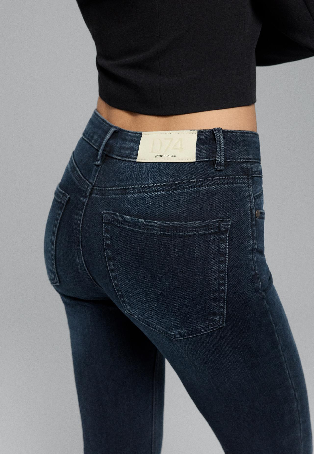 D74 bell bottom jeans with split — LIGHT GREY DENIM WASH