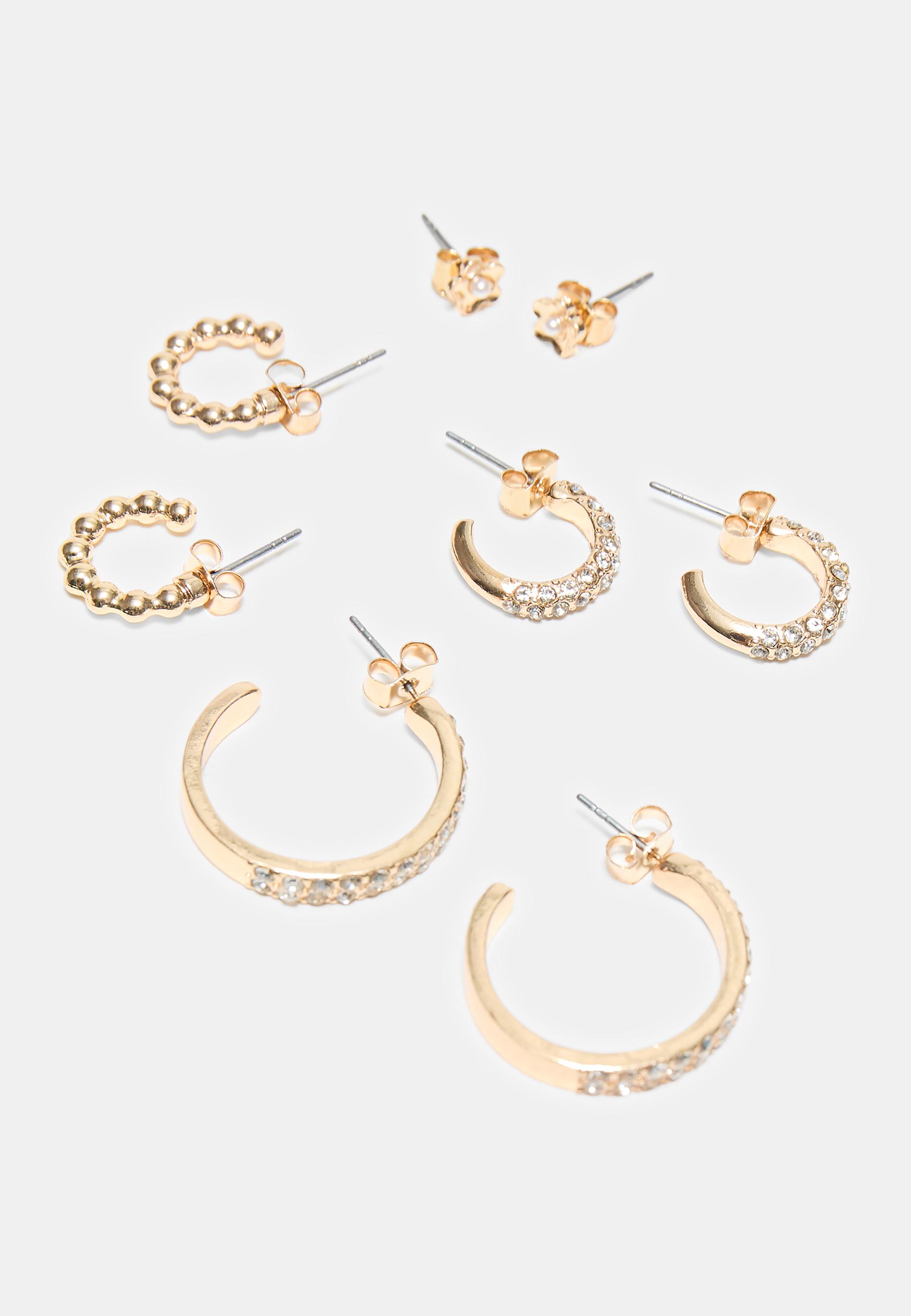 Set of 9 butterfly hoop earrings — Gold