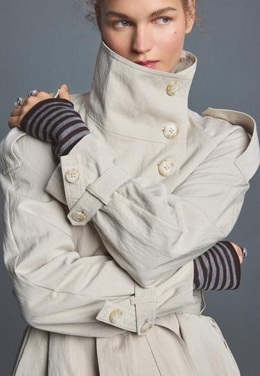 High neck trench coat — Beige 4