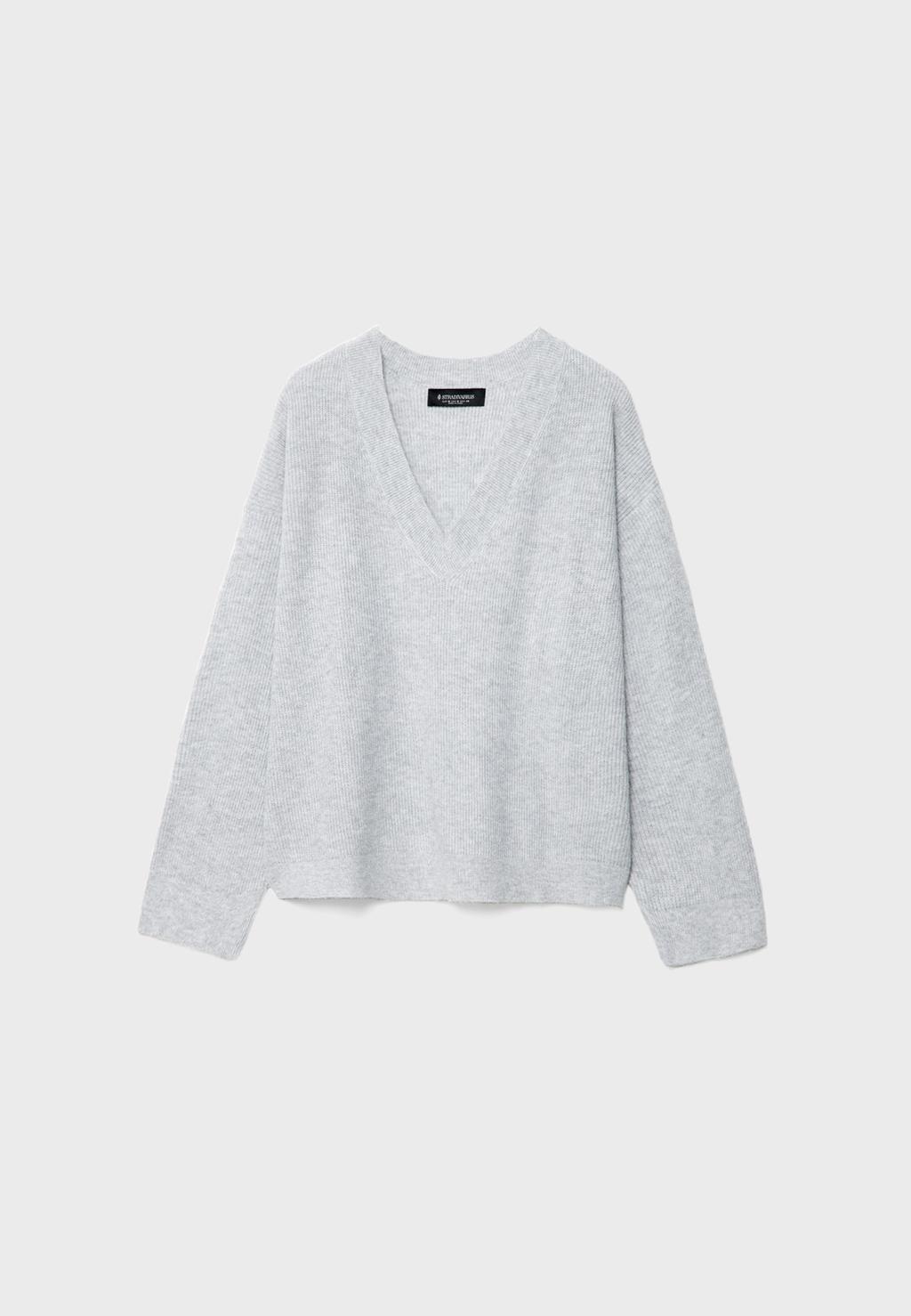 Sweter z filcowanej dzianiny z dekoltem w serek