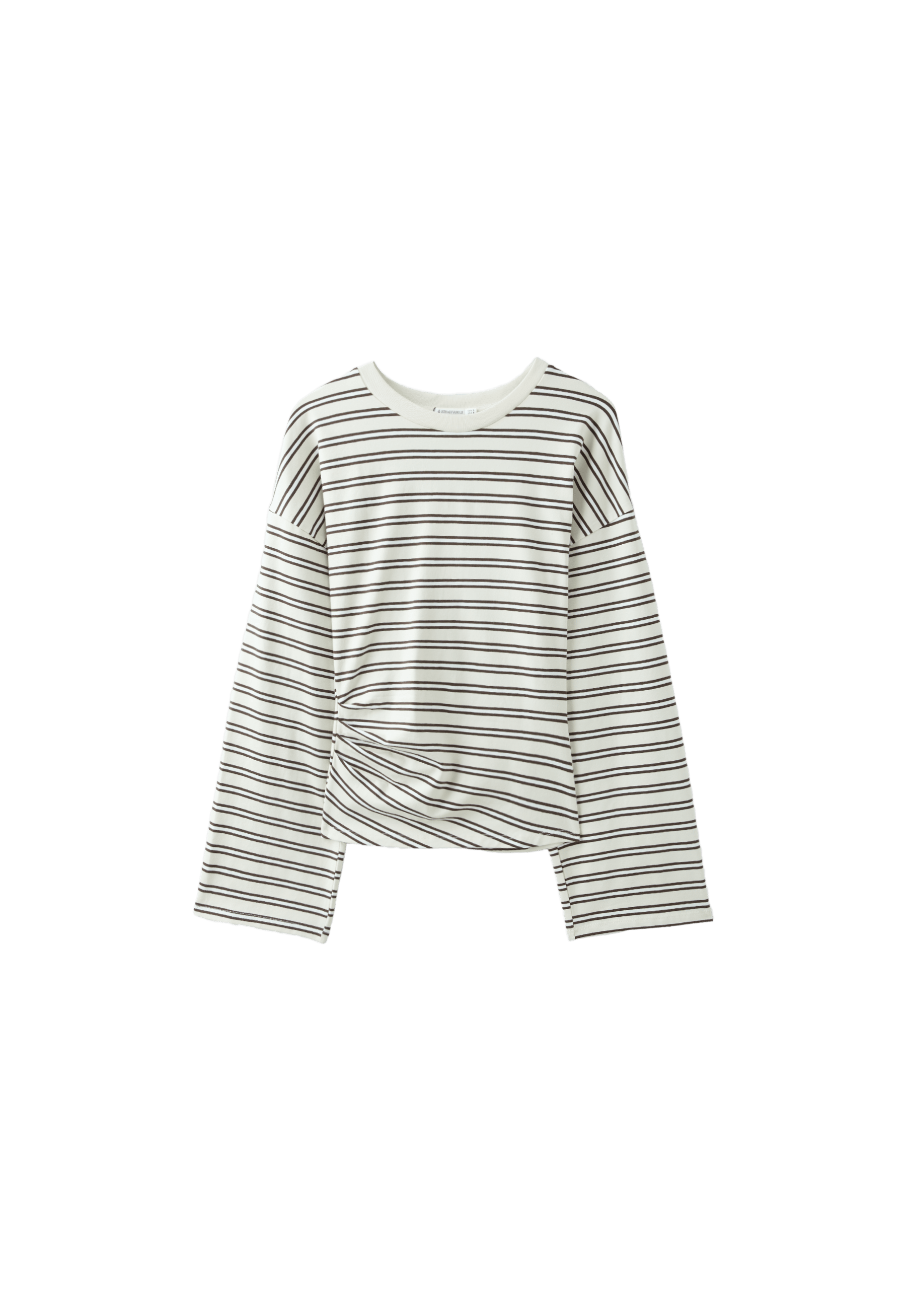 B11 Striped Japanese long sleeve T-shirt with a fitted waist — Vanilla