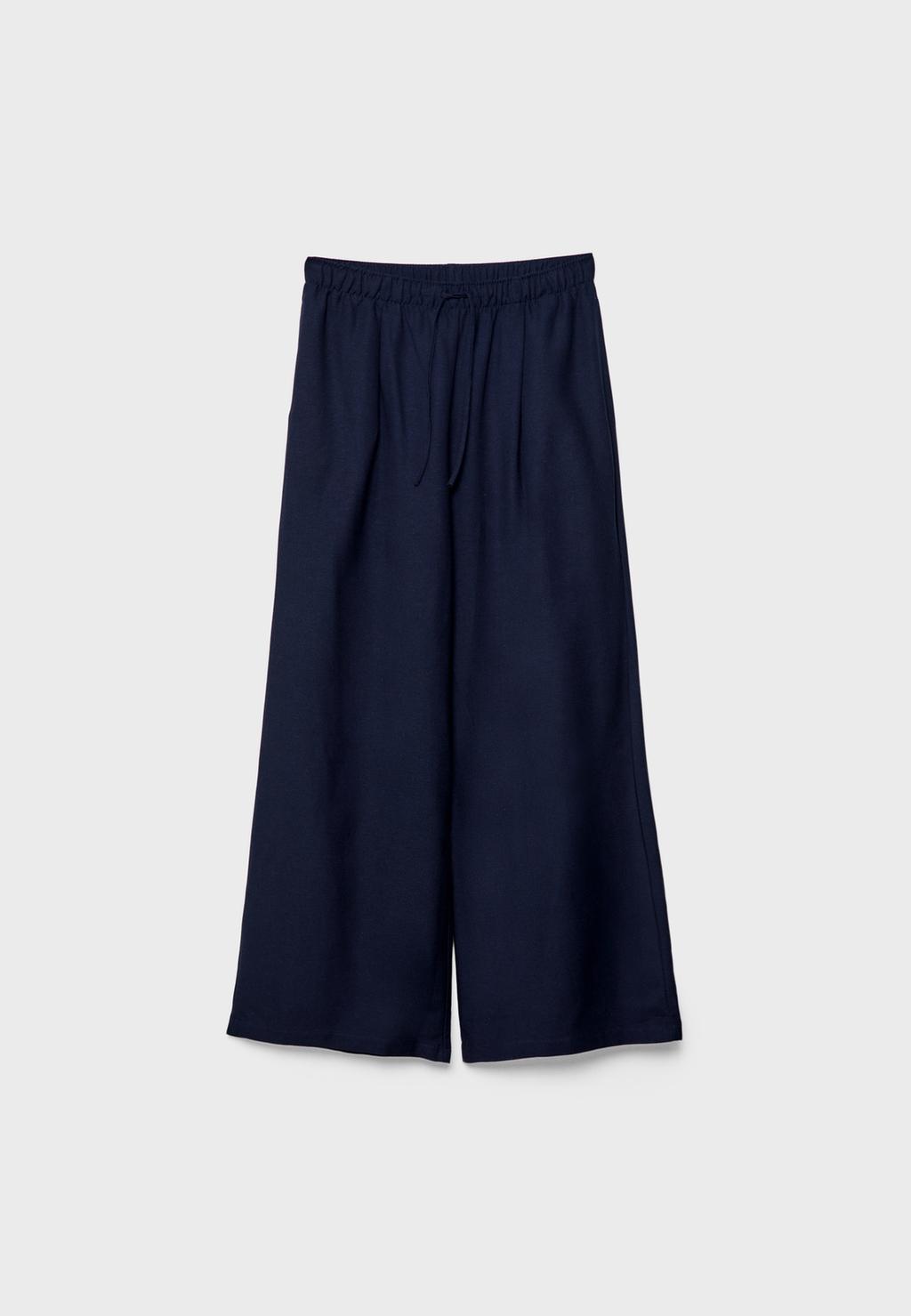 Pantalón wide leg con lino
