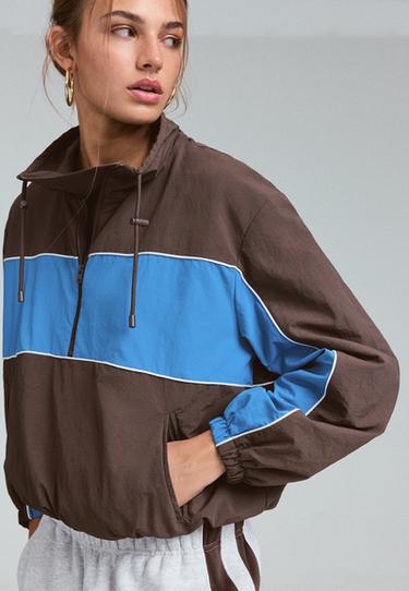 Technical windbreaker with fleece lining — Brown 3