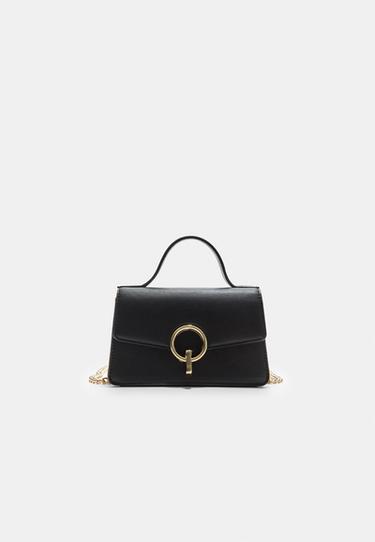 Round-clasp crossbody bag — Black 1