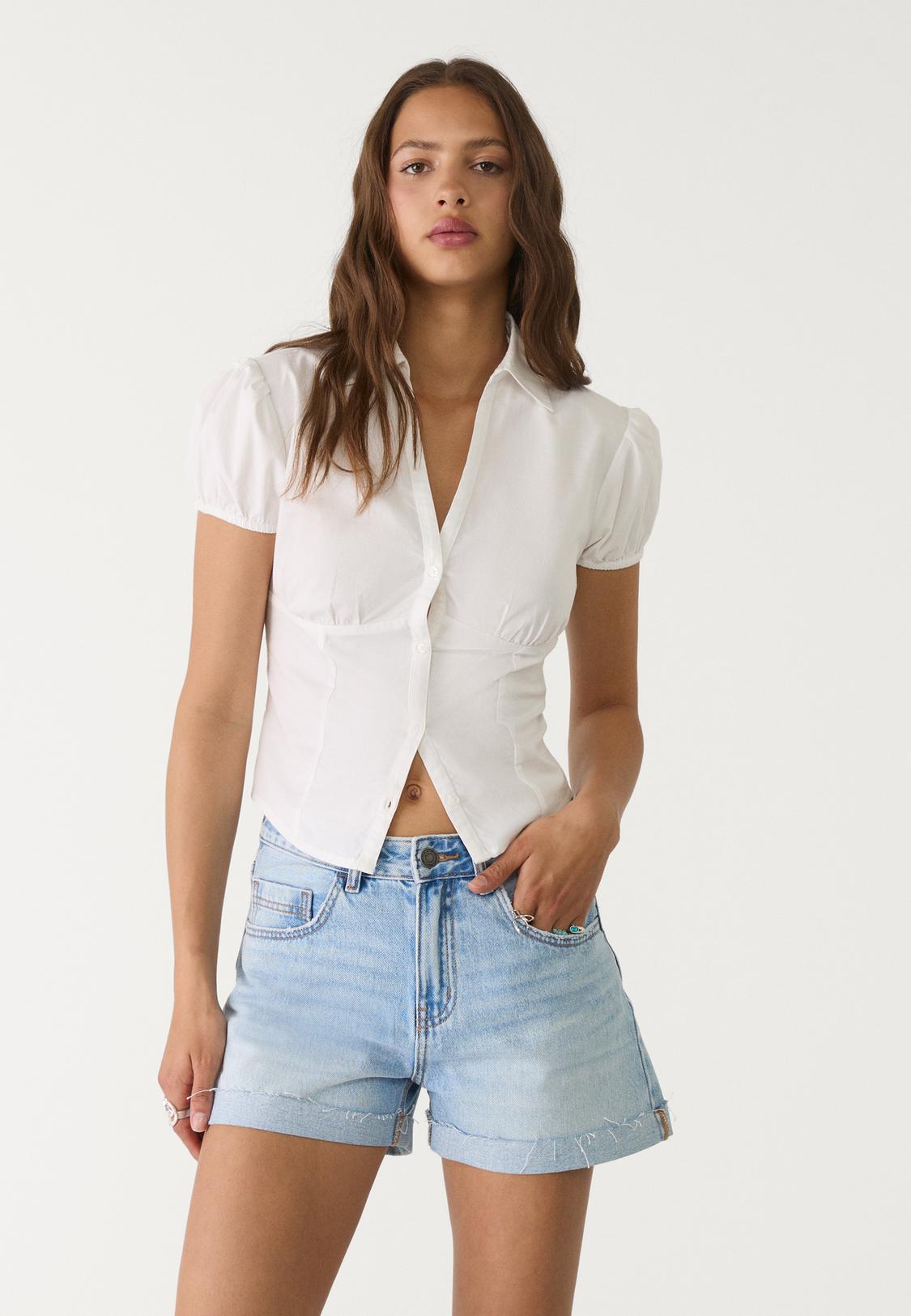 Womens Shorts Short Fluido Stradivarius Short Cintura Elástica