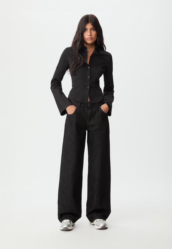 camisa fitted manga fluida