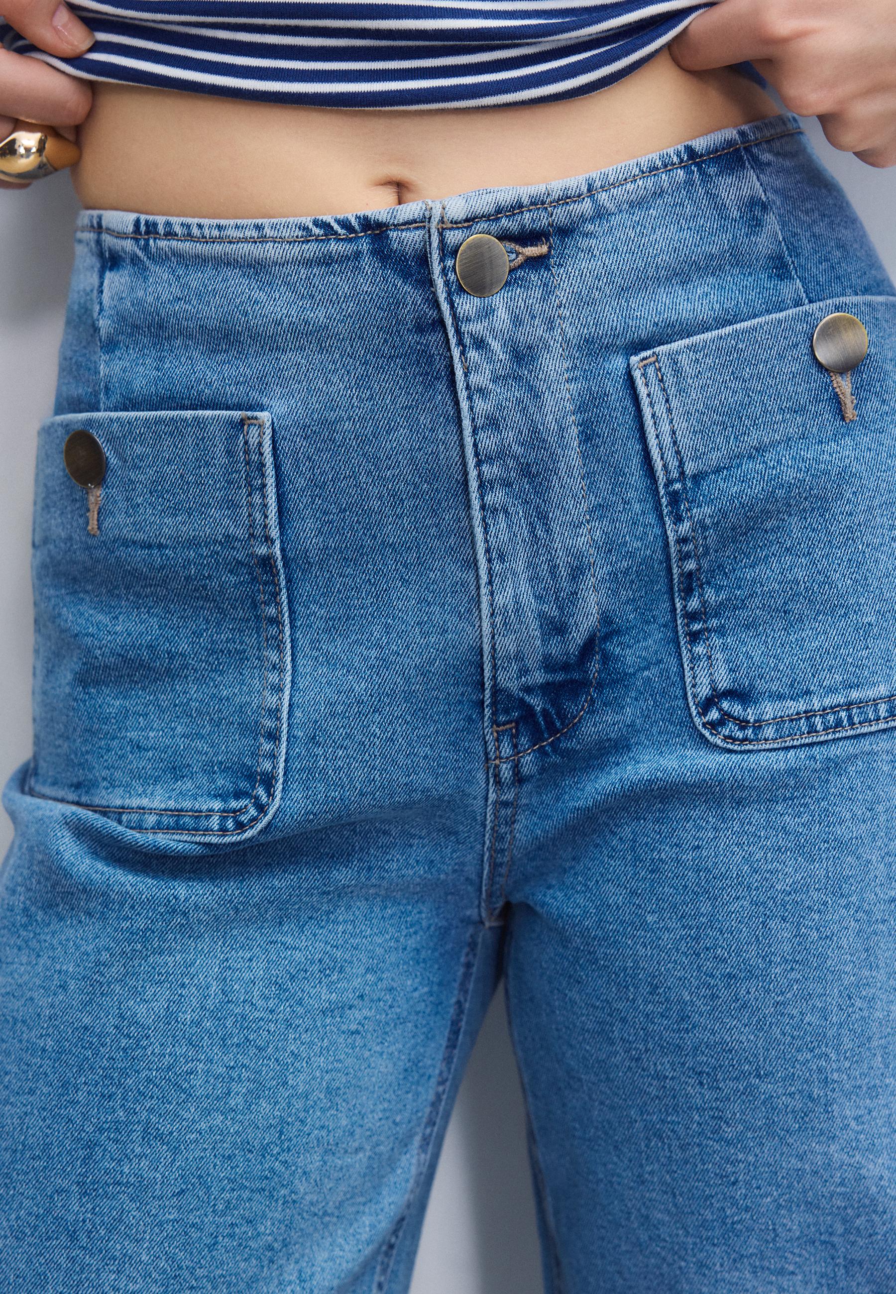 D77 Minimalist jeans with pockets — MEDIUM LIGHT BLUE DENIM