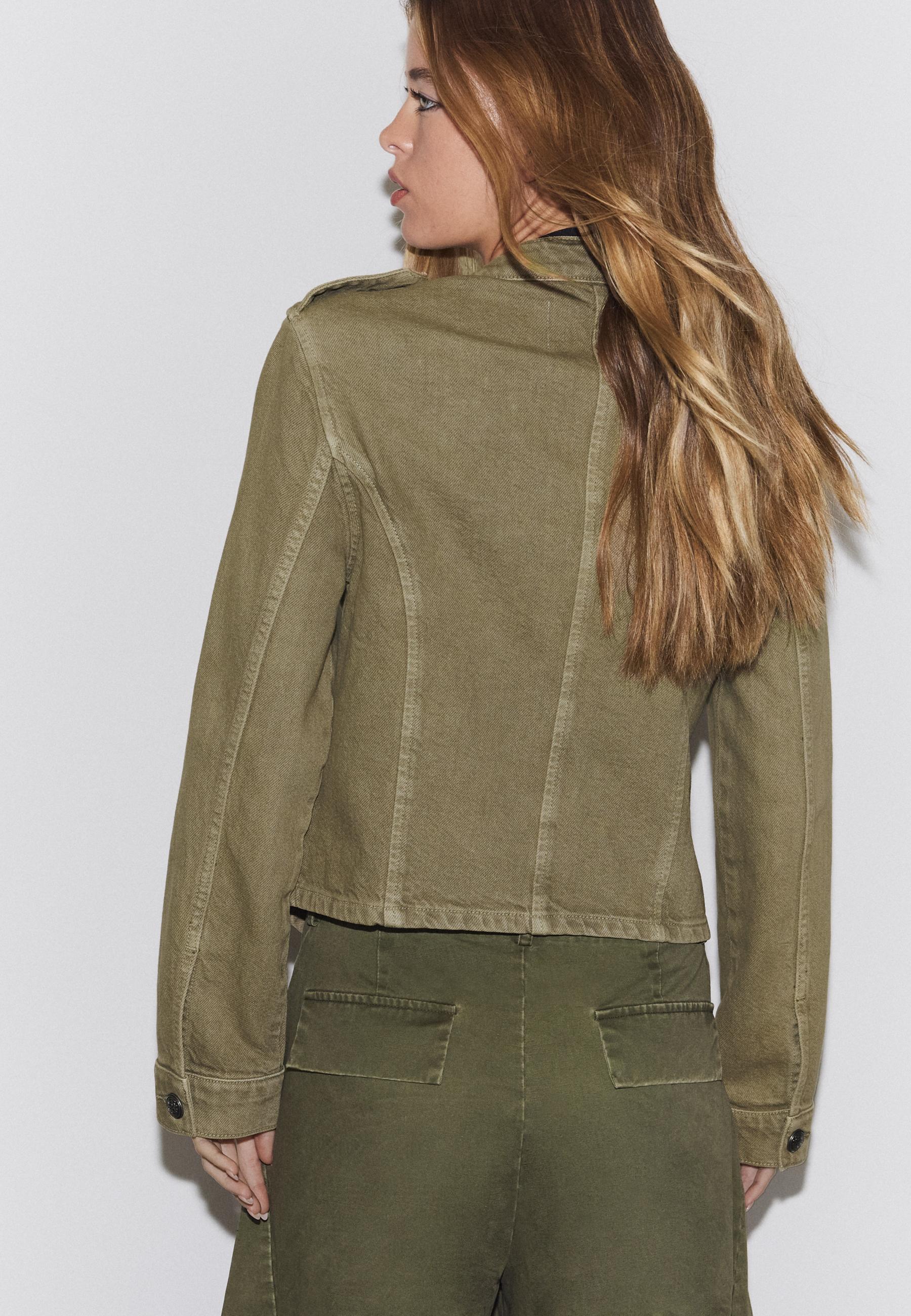 Twill button-up jacket — Khaki