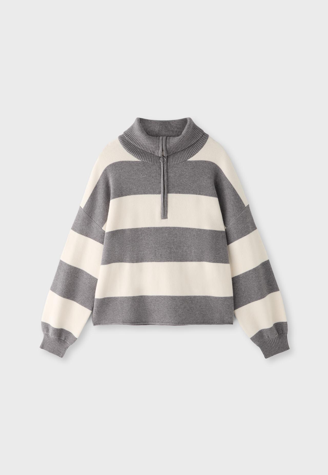 Zip-up knit sweater — Dark grey