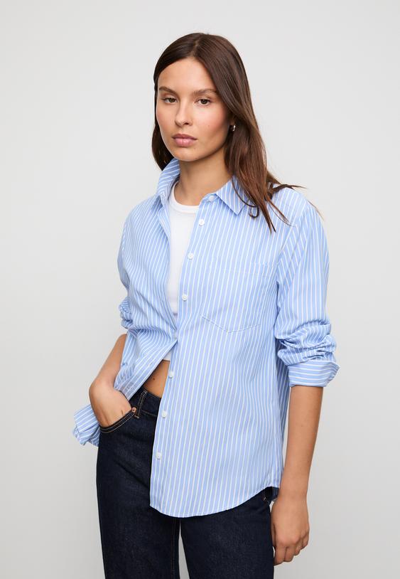 camisa basica bolsillo popelin rayas