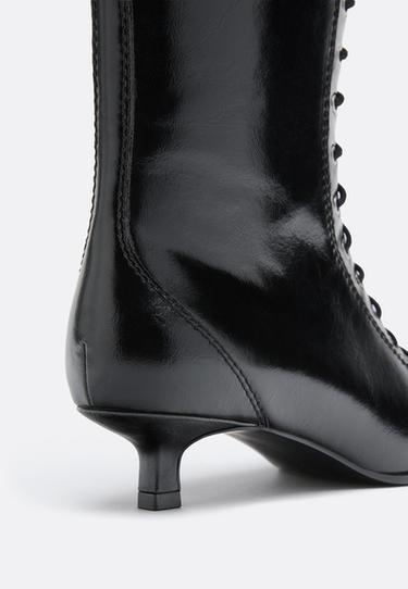 Lace-up kitten heel boots — BLACK  3