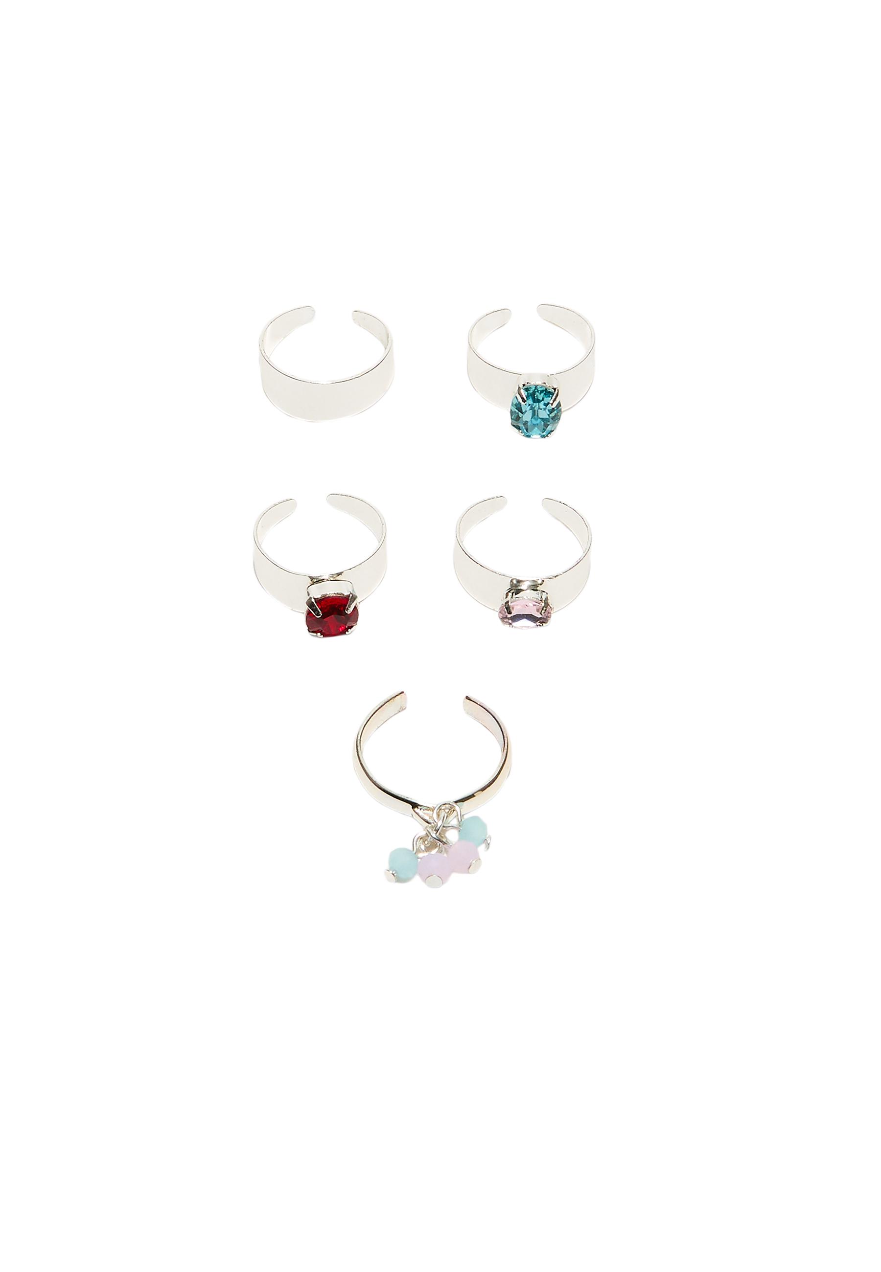 Set of 5 toe rings — Grey