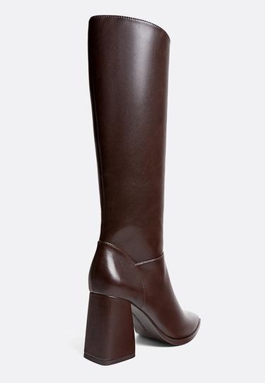 WIDE-LEG. High-heeled boots — BROWN 3