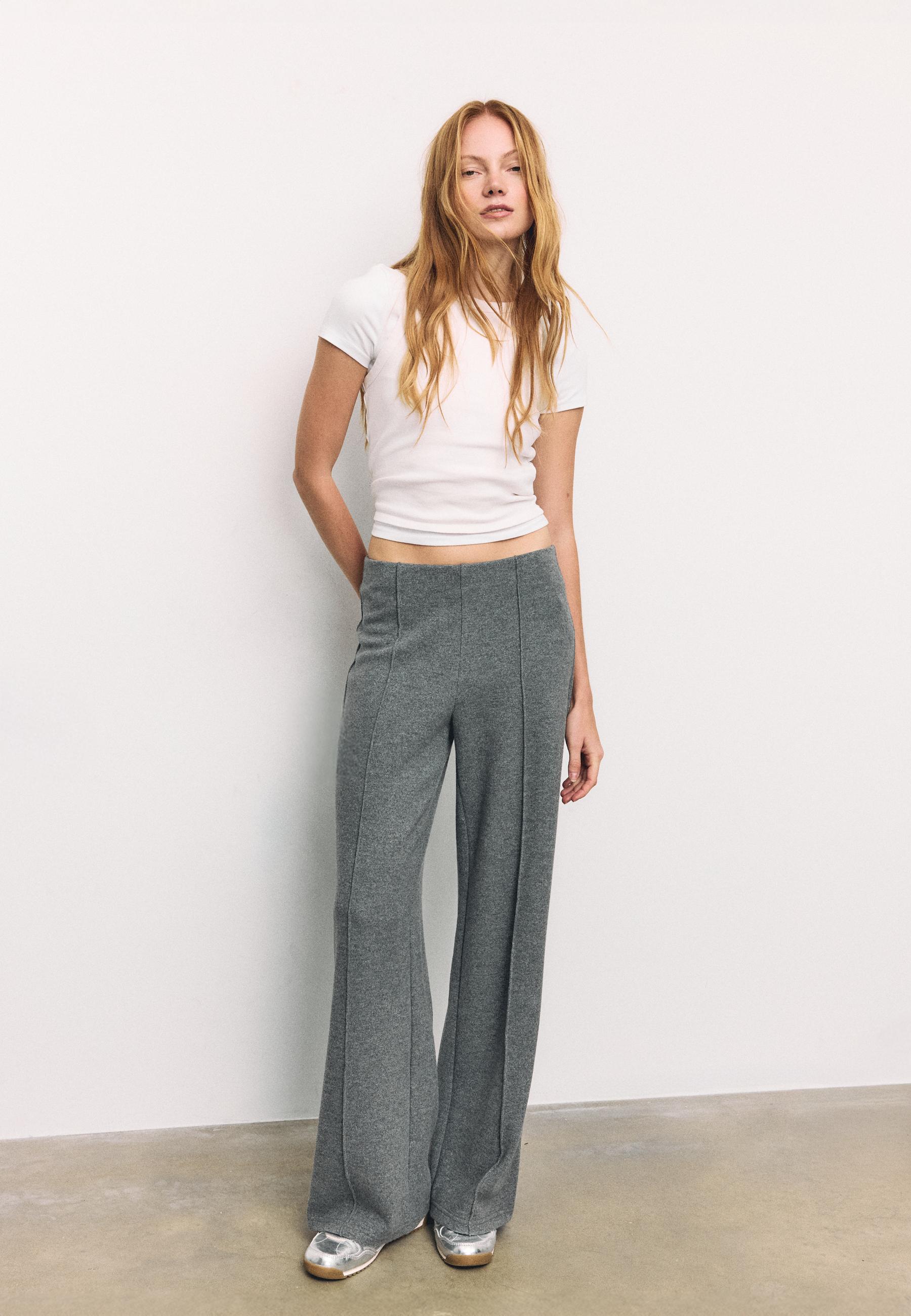 Knit trousers with seam detail - Women's fashion | Stradivarius Turkey