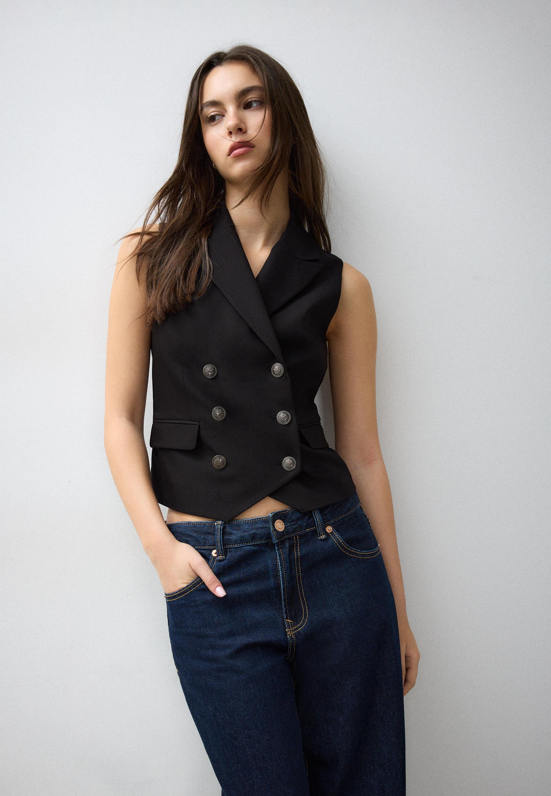 Double-breasted waistcoat — Black