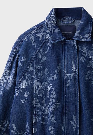Floral jacquard jacket — MEDIUM BLUE DENIM 9