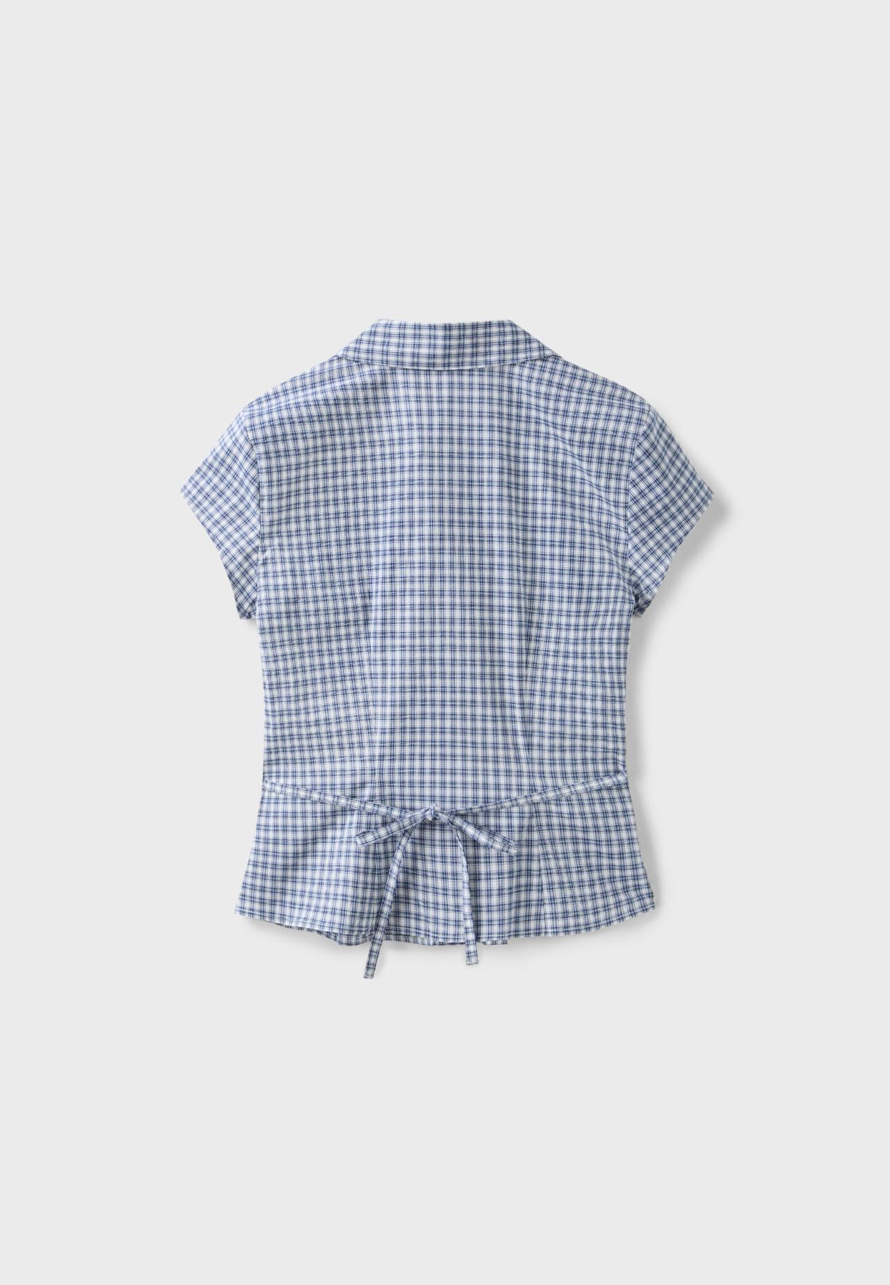 Short sleeve empire line shirt — Navy blue