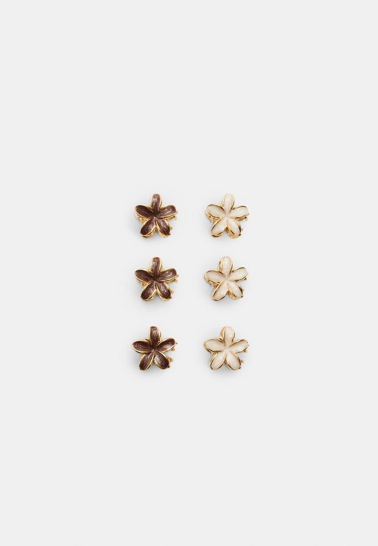 set 6 mini pinzas flores