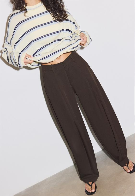 baggy geklede broek met persplooi