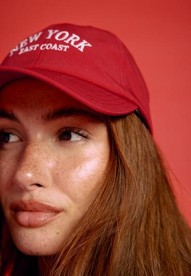 New York embroidered cap — Red 2