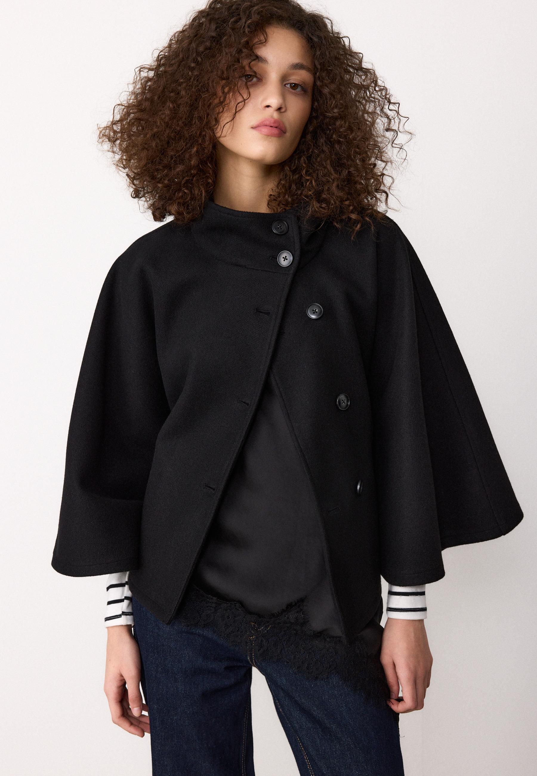Soft-touch cape jacket — Black