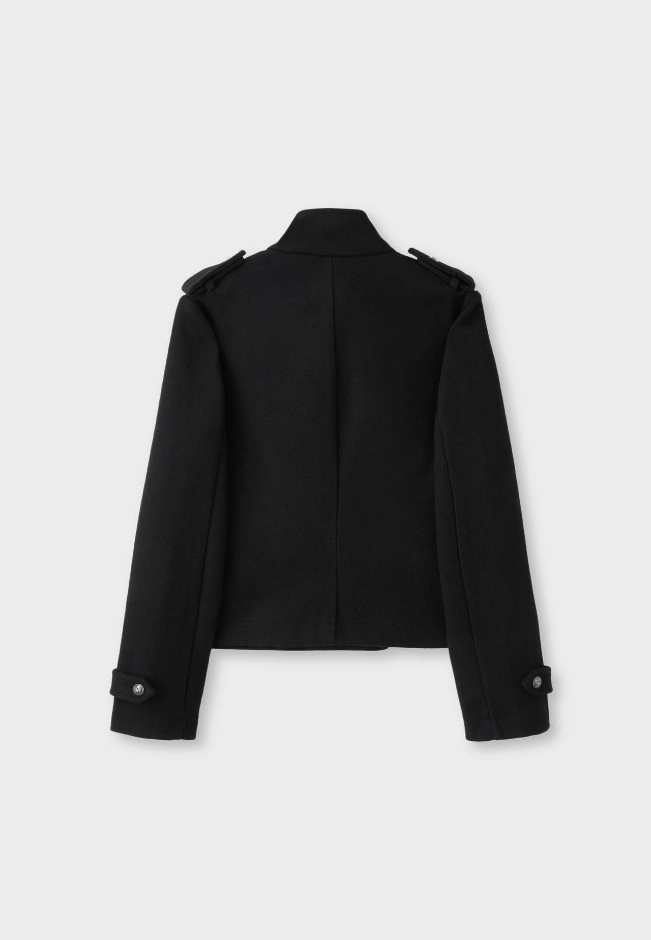 Felt button coat — Black