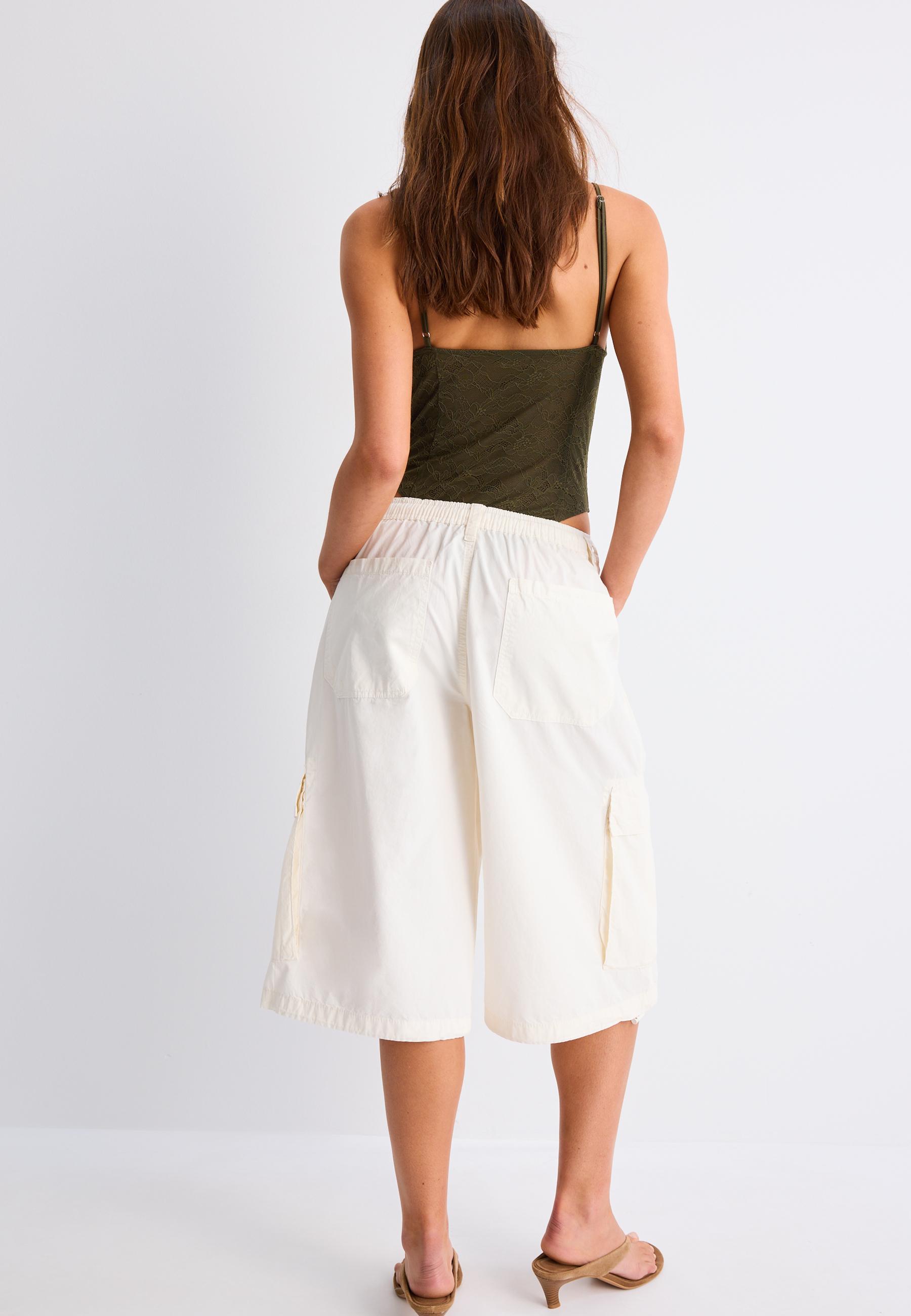 Poplin Bermuda shorts with stoppers — Vanilla
