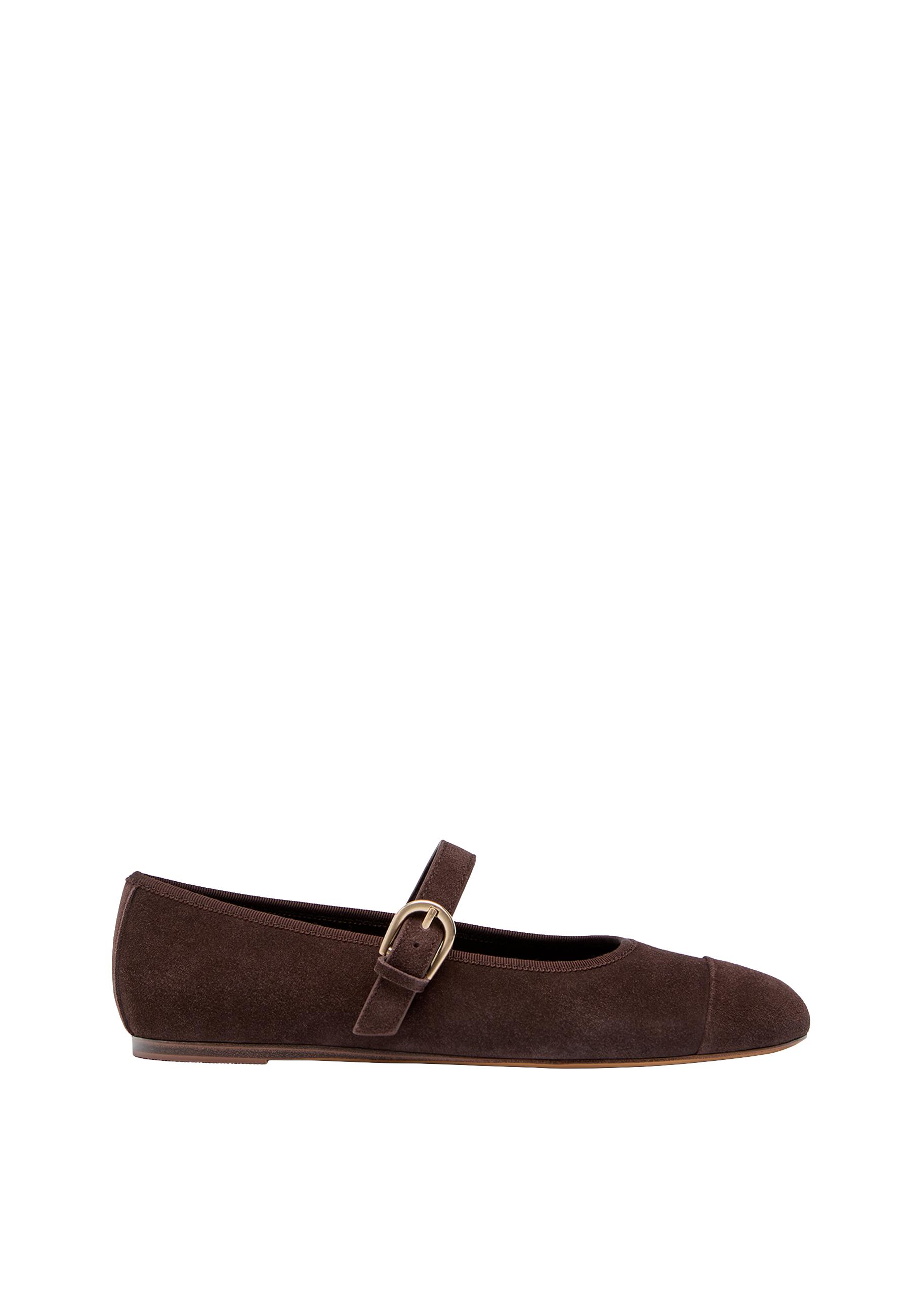 Leather toecap ballerina flats — BROWN