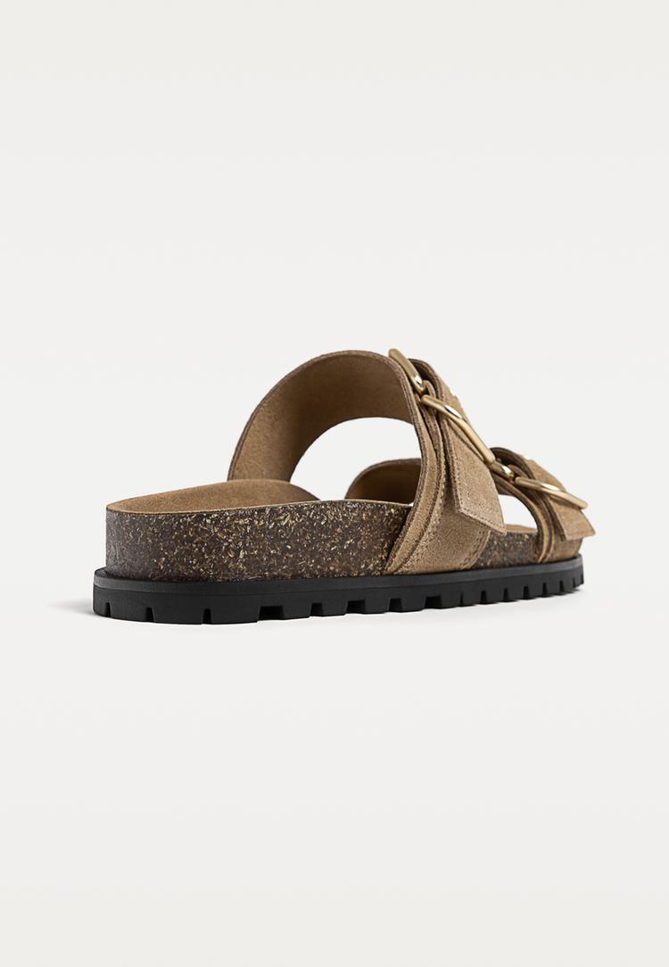 sandalias planas piel