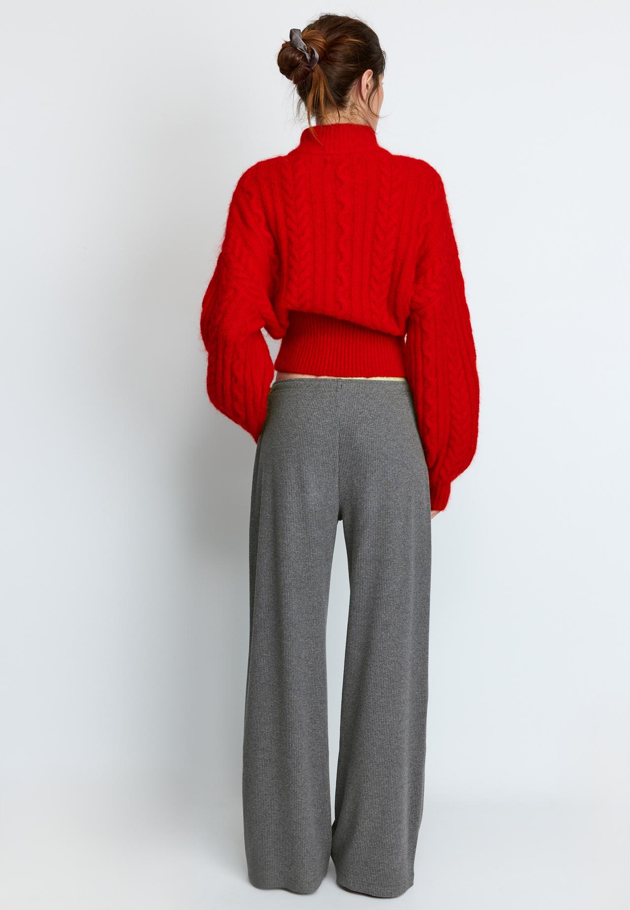 Soft-touch ribbed trousers — Dark grey