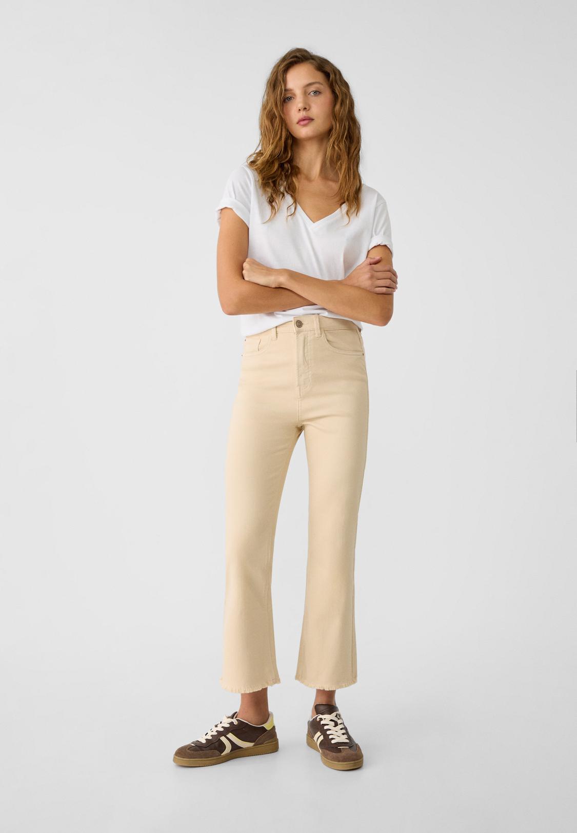 Pantalon Beige Pantalones Vaqueros Campana Stradivarius Pantalon