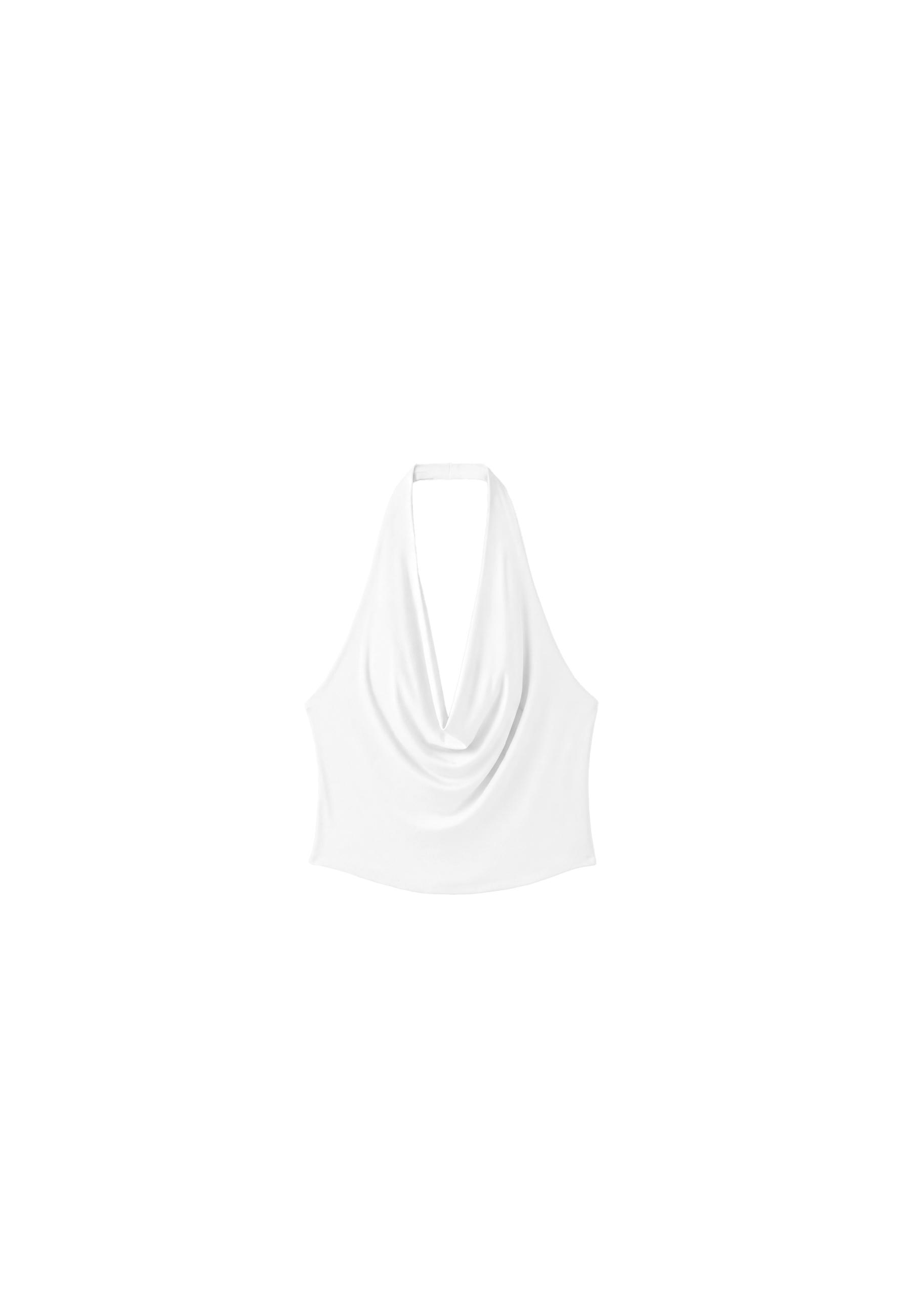 Draped halter top — Ecru