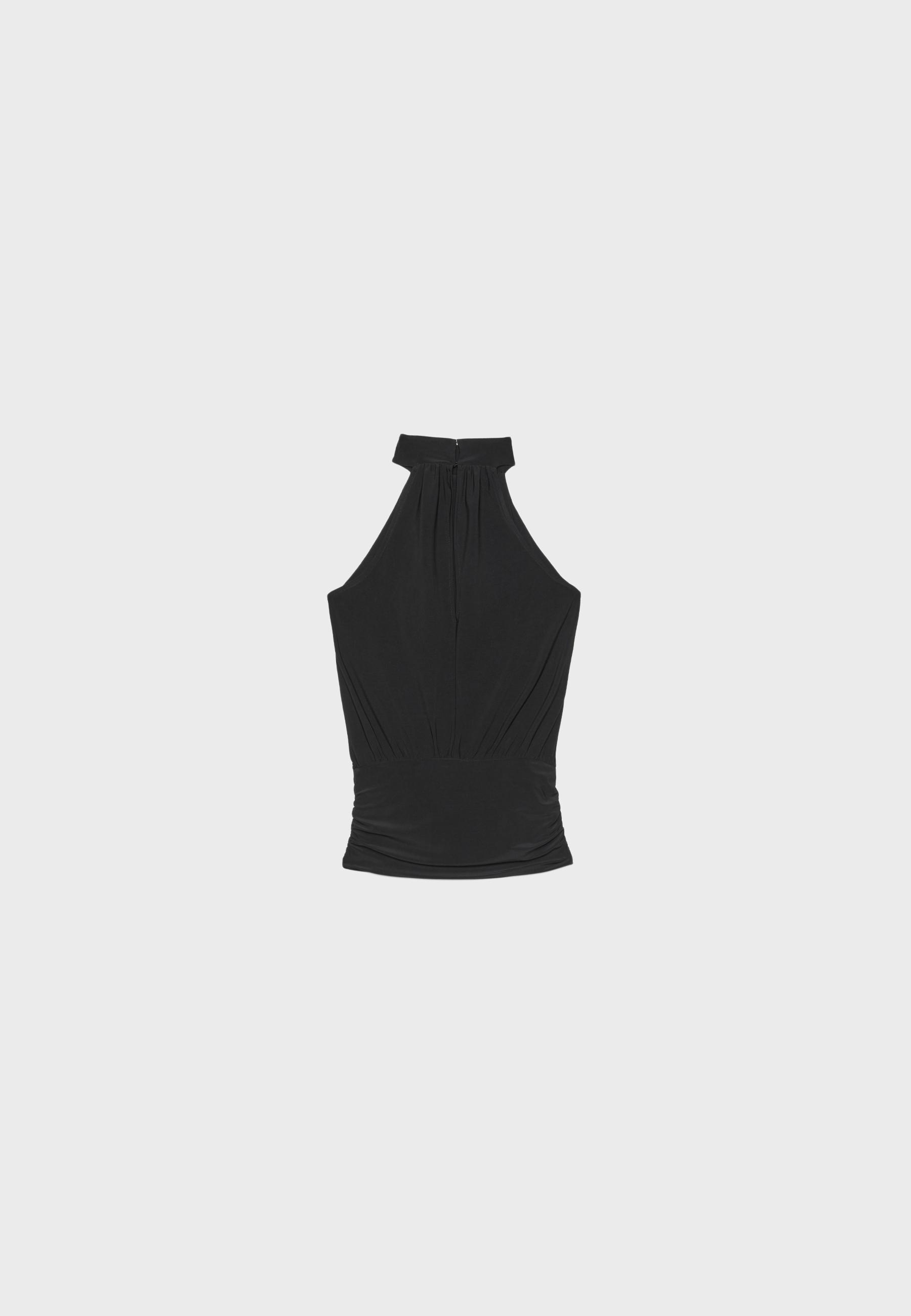 Puff-effect halter top — Black
