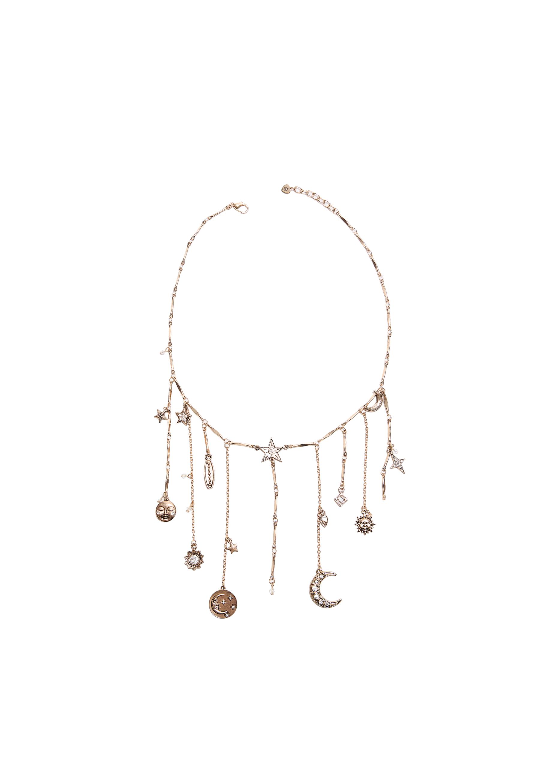 Moon and star multi-charm necklace — Gold