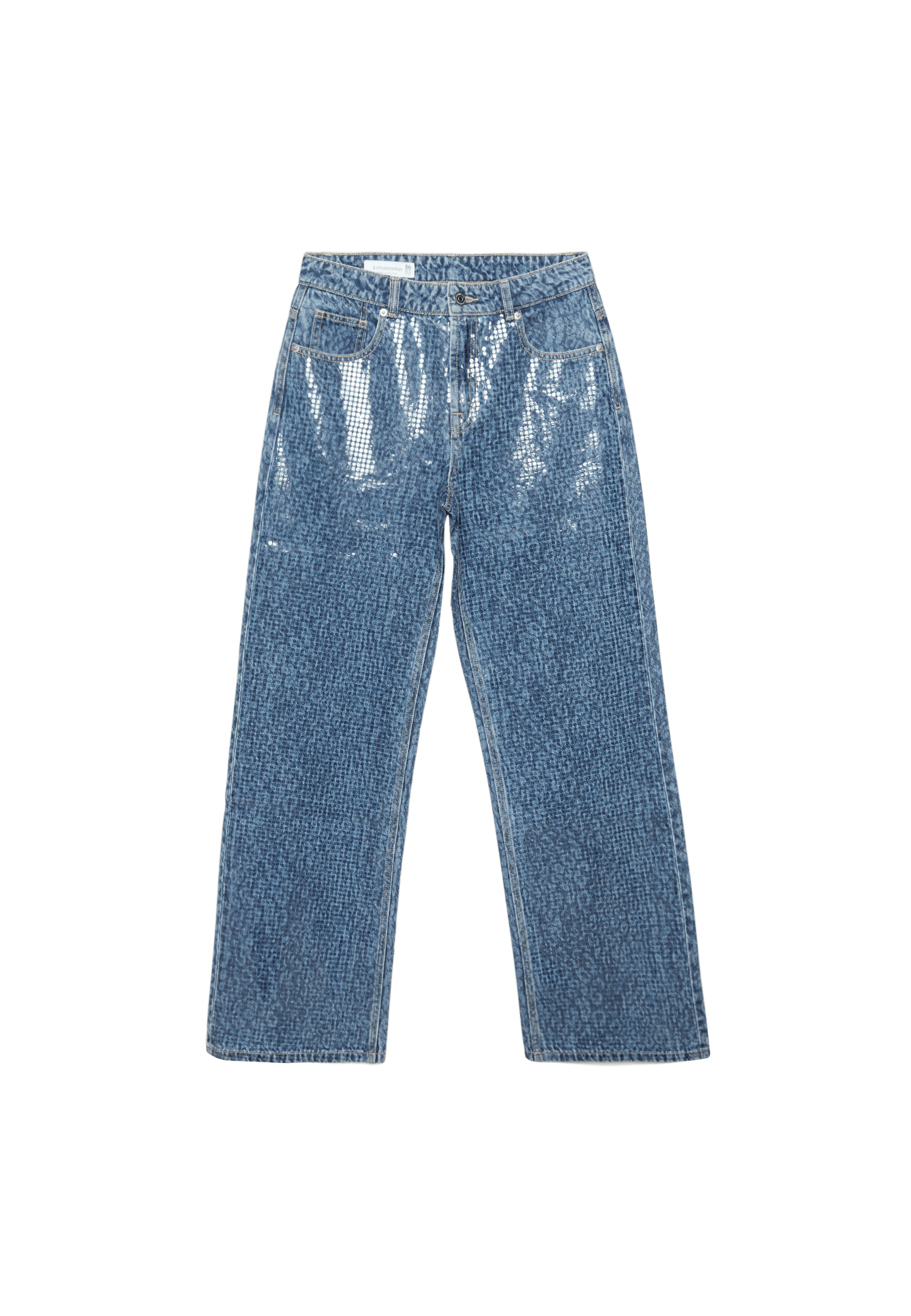 Leopar parlak straight fit jean - Görsel 9