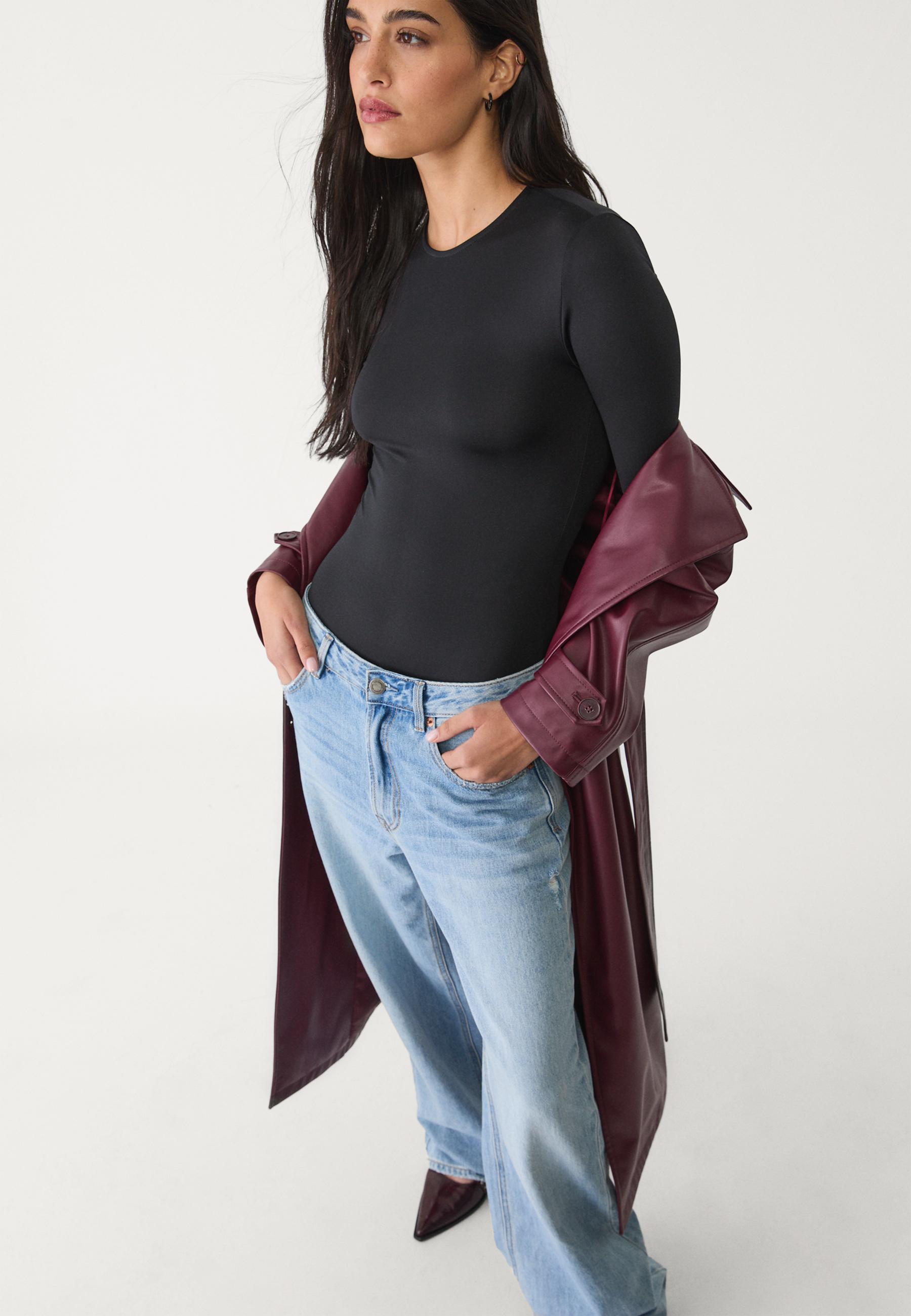 Long sleeve polyamide bodysuit — Black