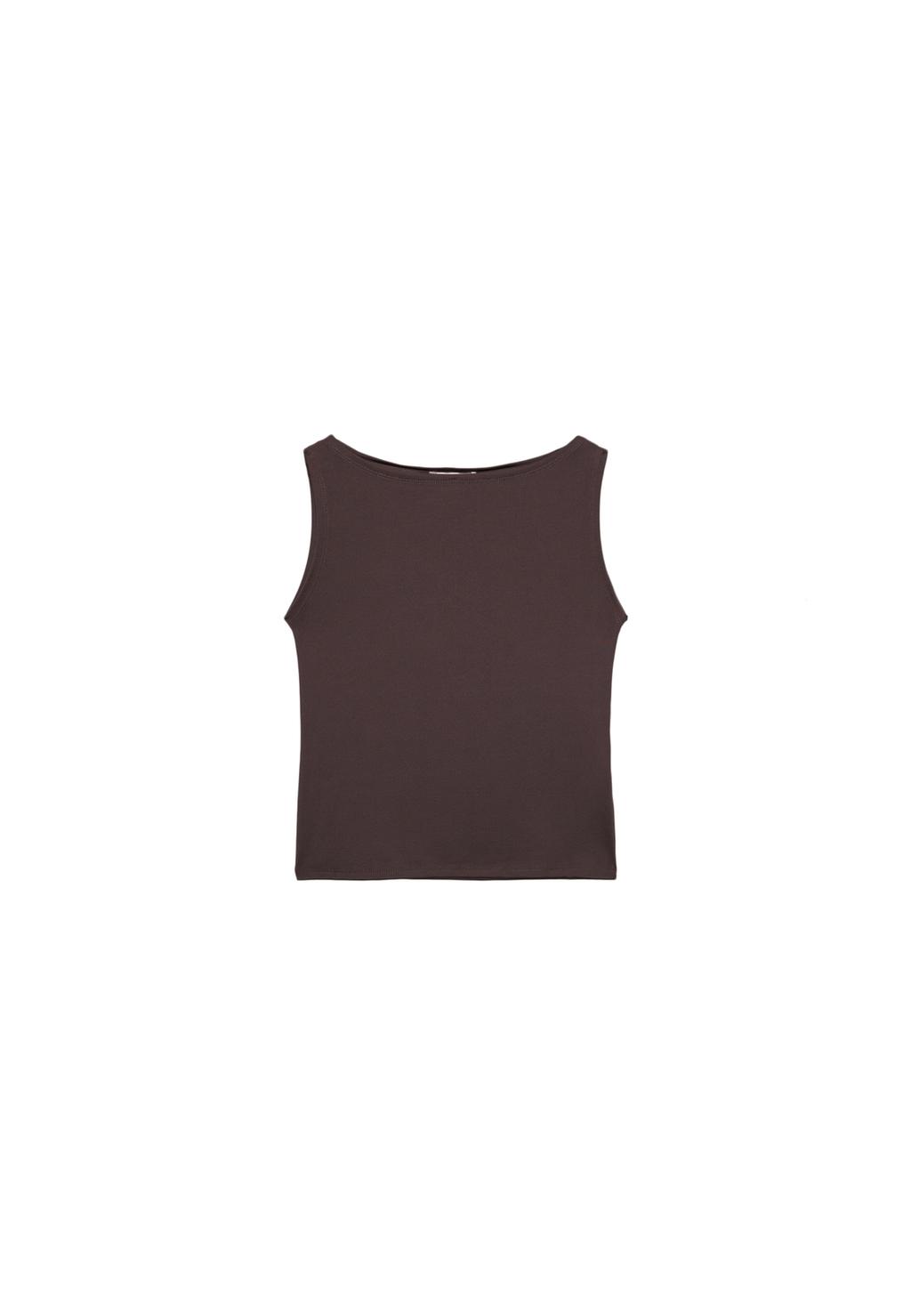 Boat neck sleeveless T-shirt