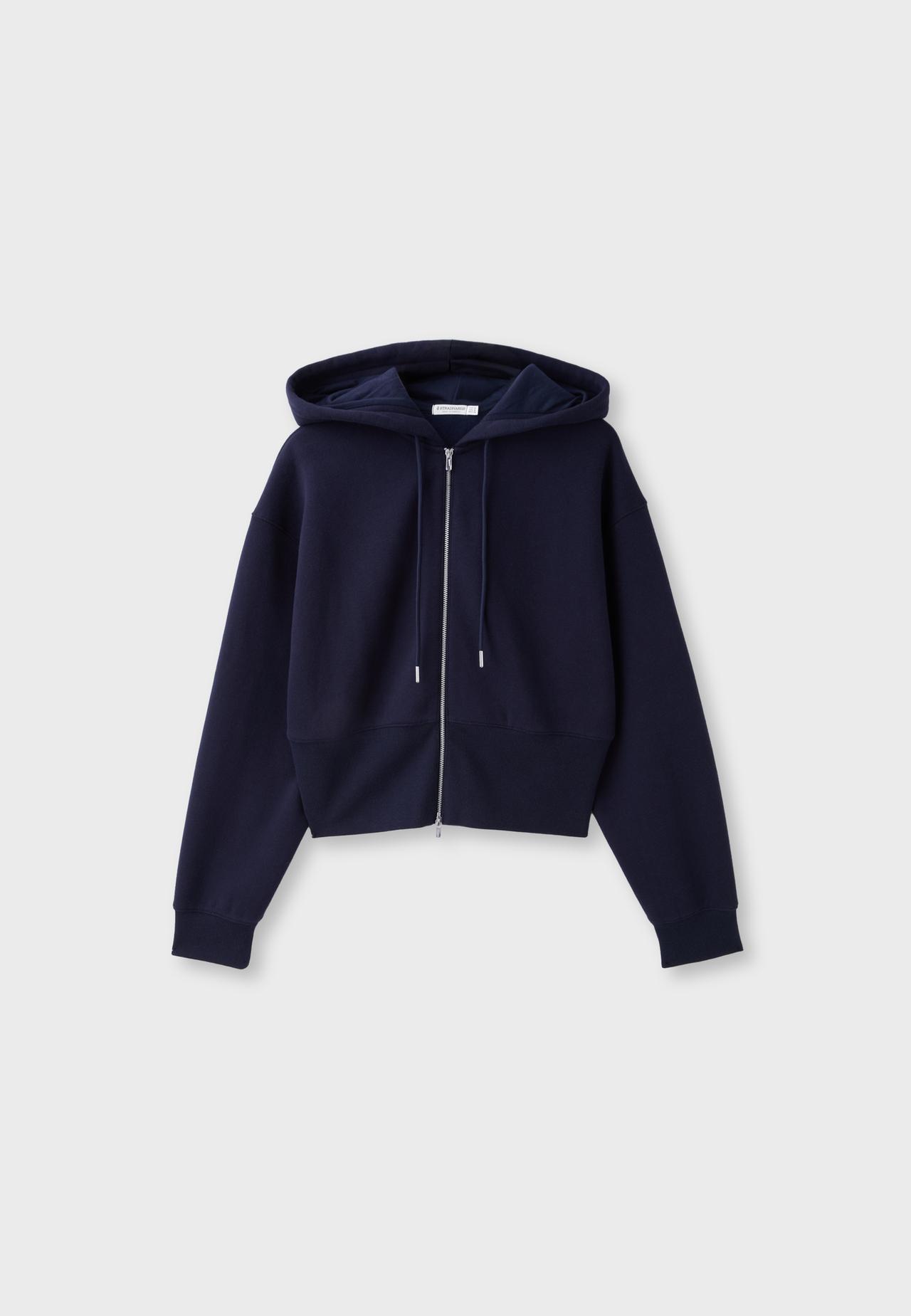 Zip-up sweatshirt with hood — Navy blue