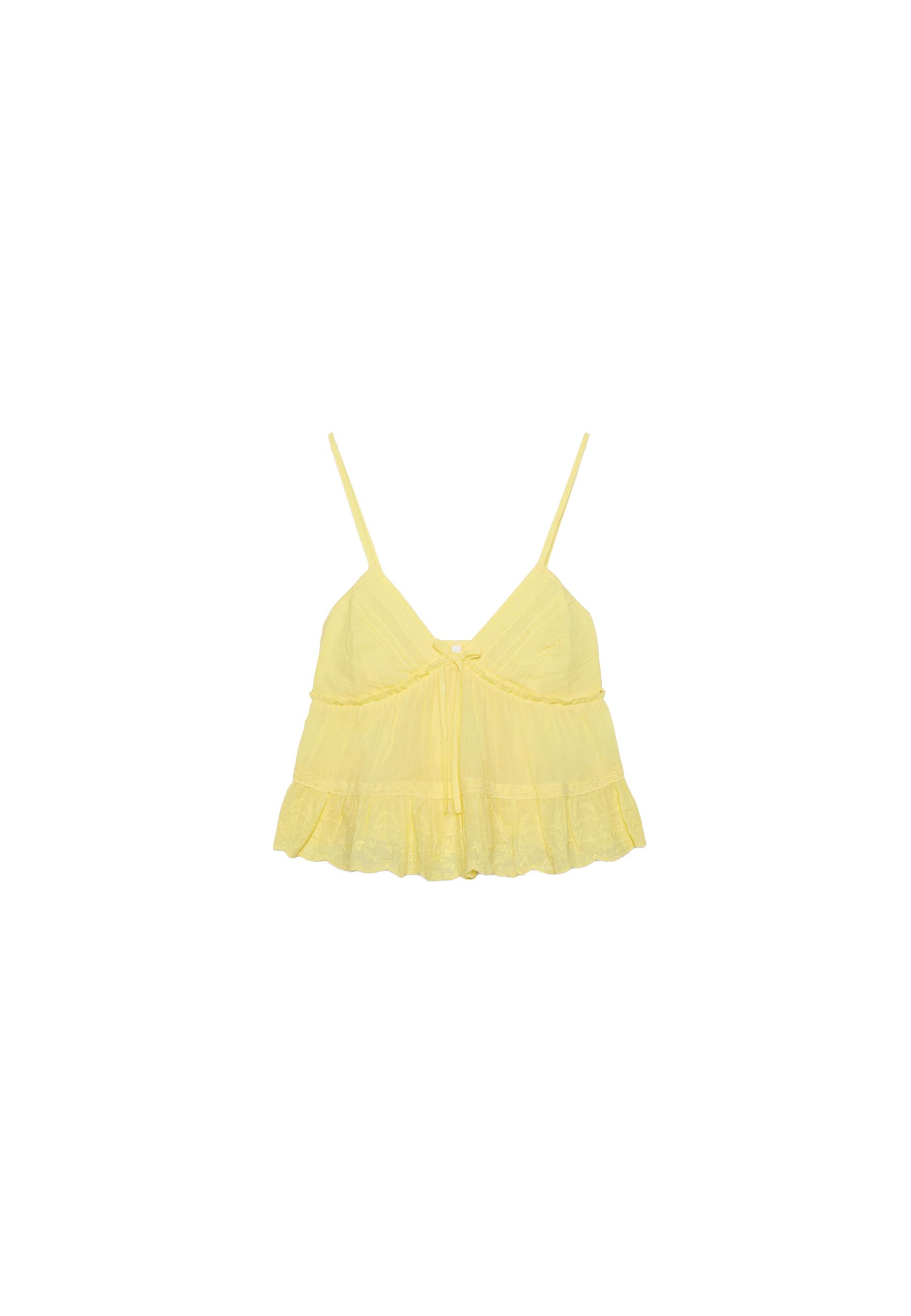 Embroidered flowing strappy top — Gold