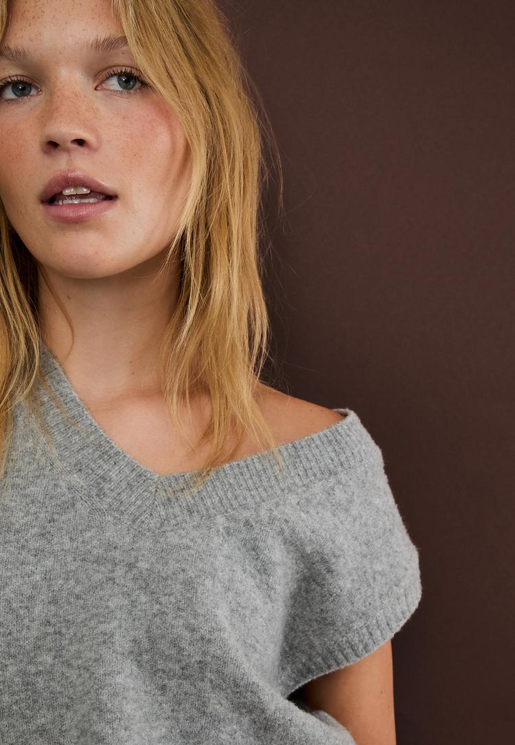 soft knit v neck vest