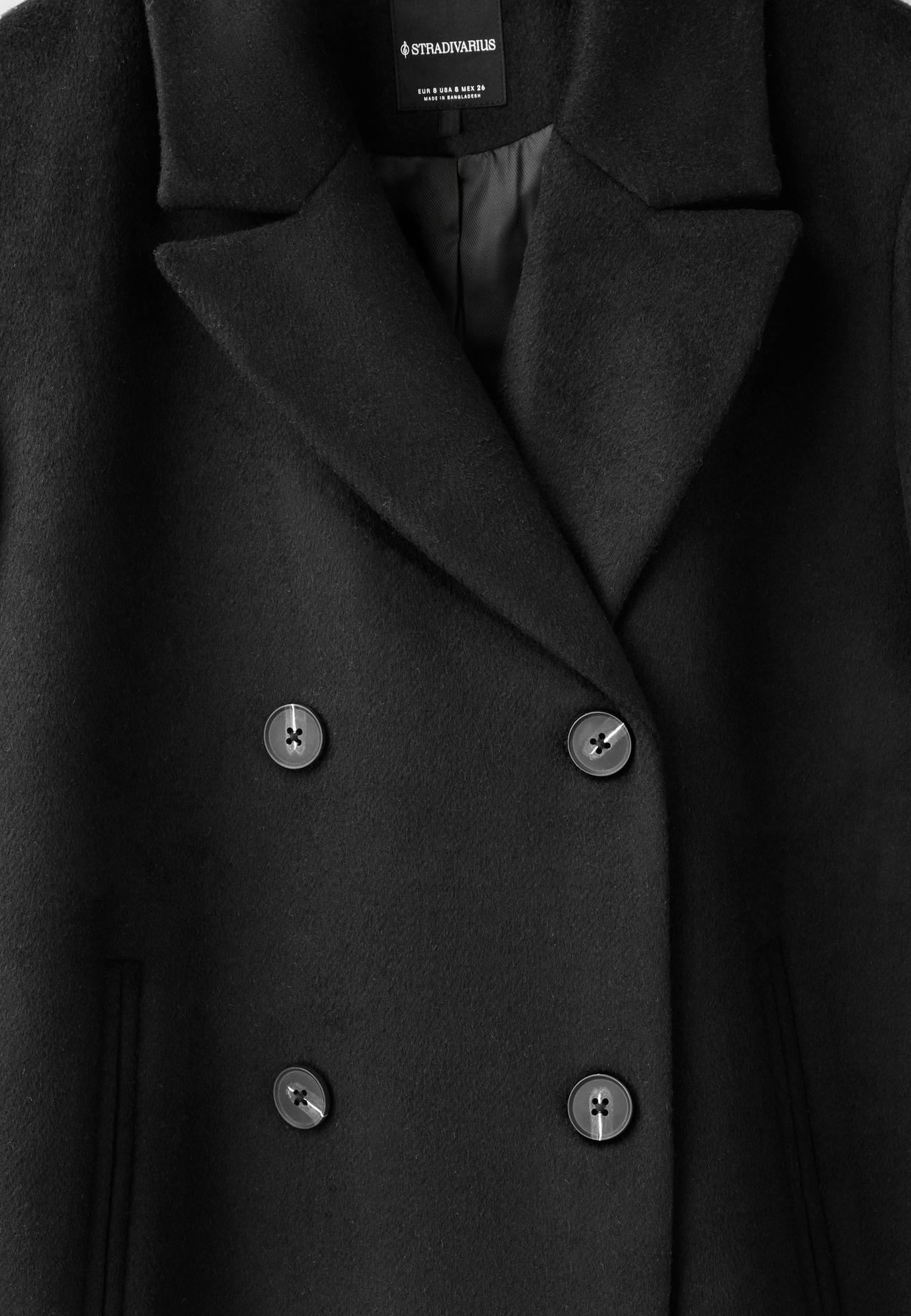 Straight felt coat — Black