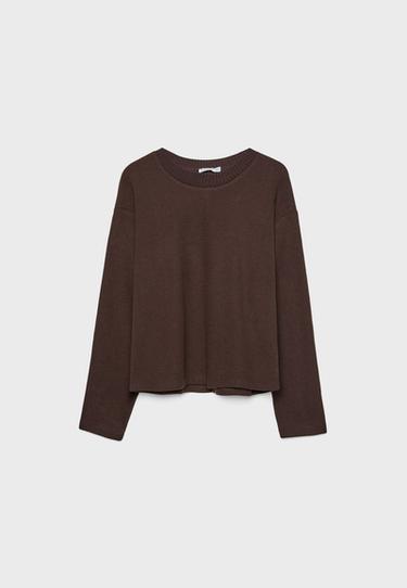 Knit round neck T-shirt — Brown 7